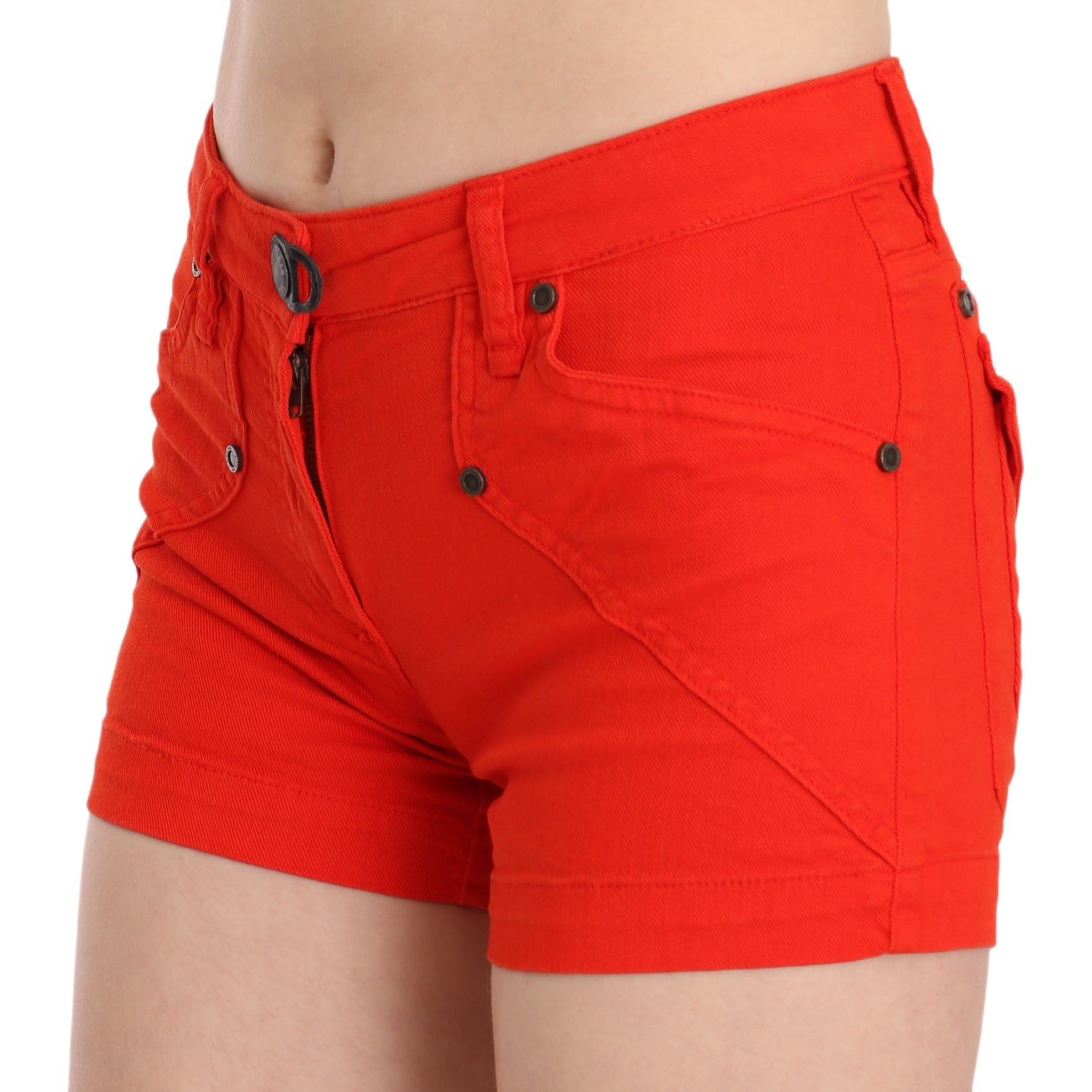 Chic Mid Waist Mini Shorts in Vibrant Orange