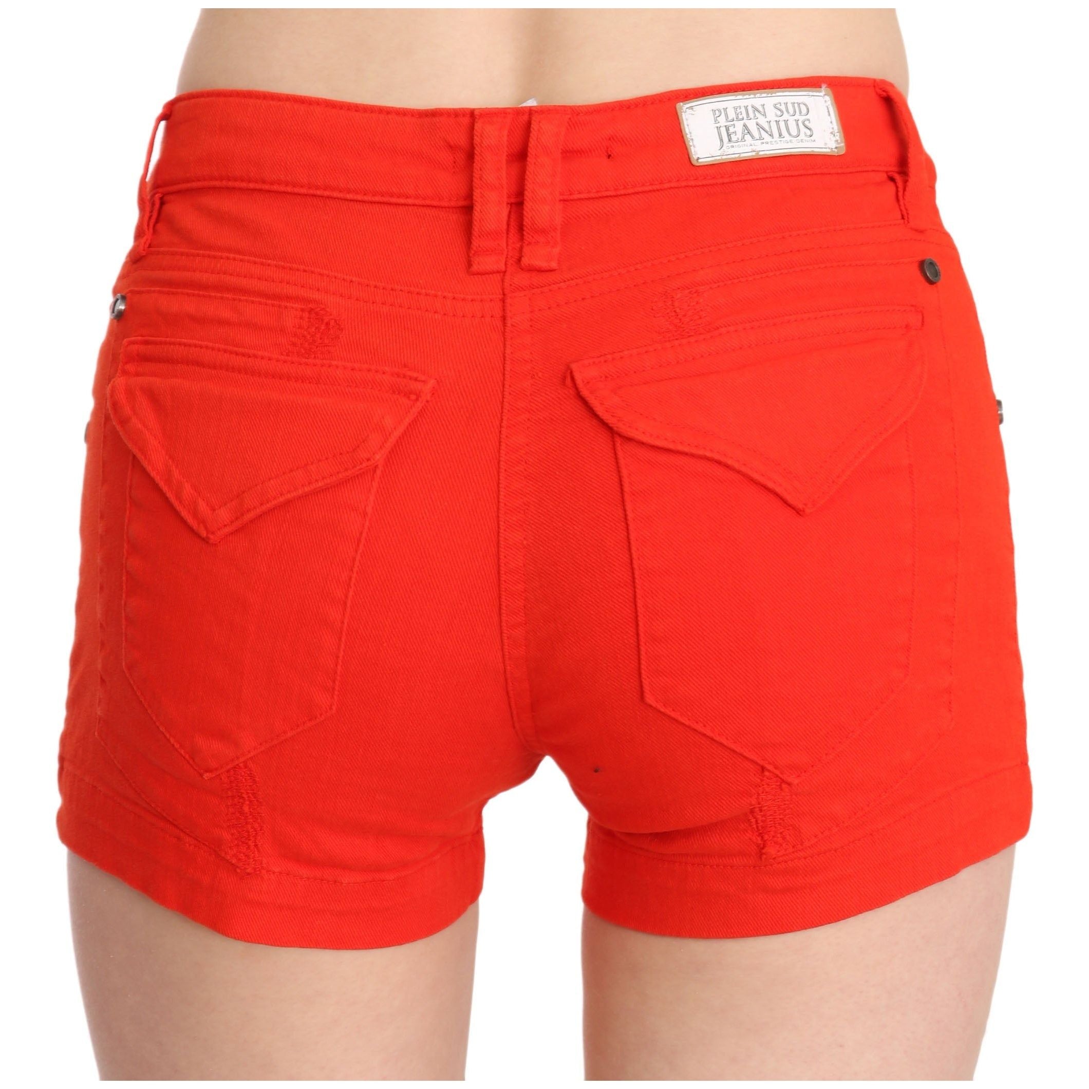 Chic Mid Waist Mini Shorts in Vibrant Orange