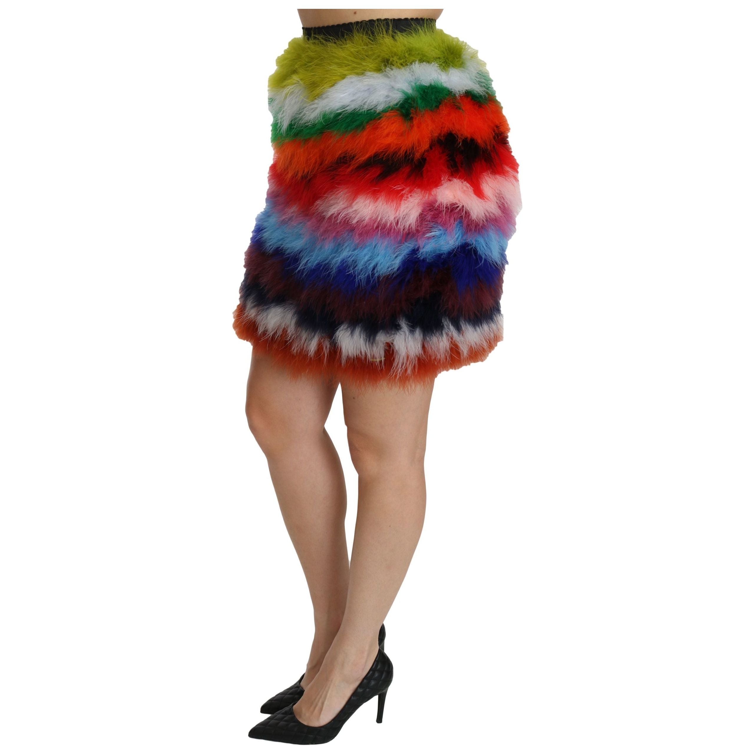 Chic Feather Embellished High Waist Skirt