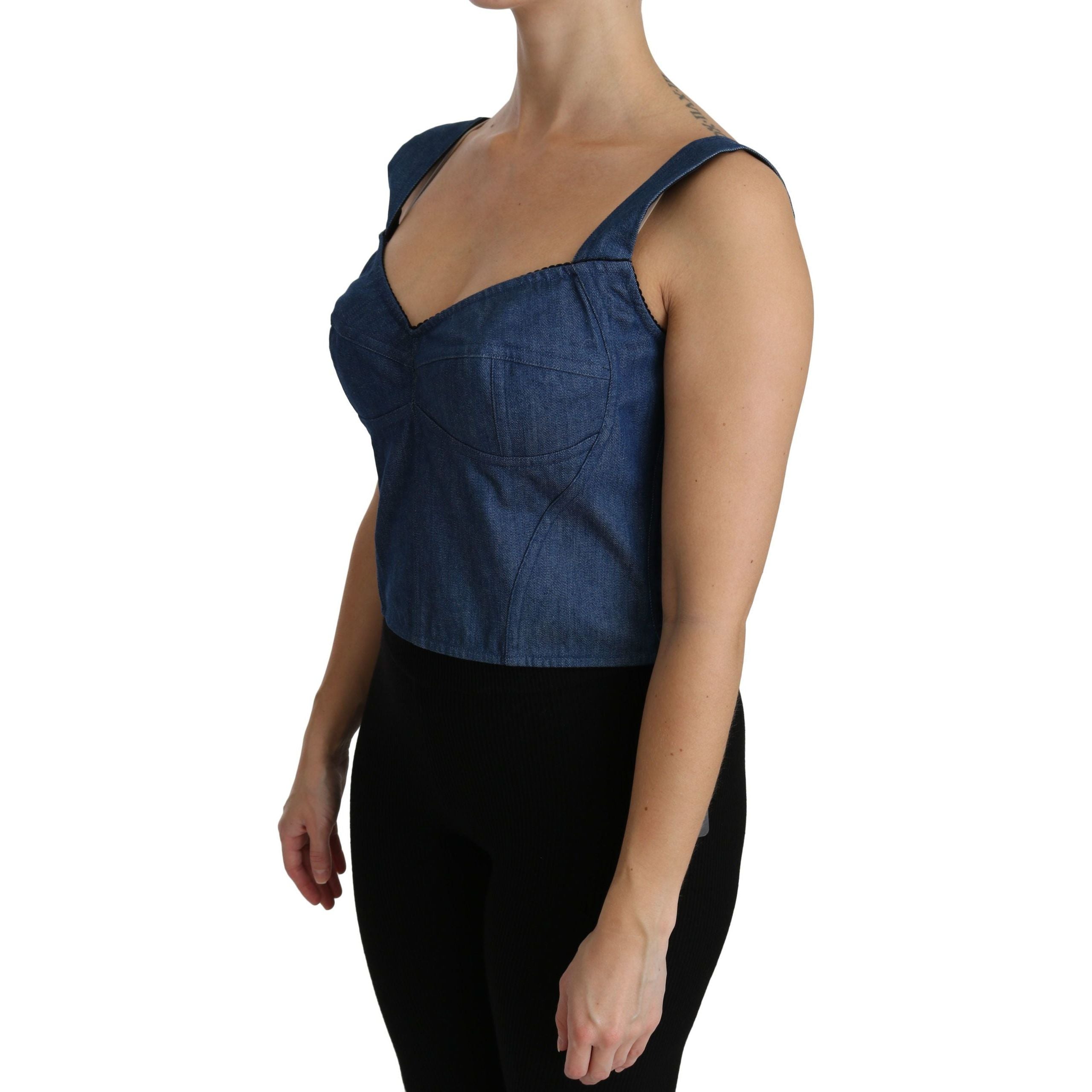 Elegant Sleeveless Bustier Top in Blue