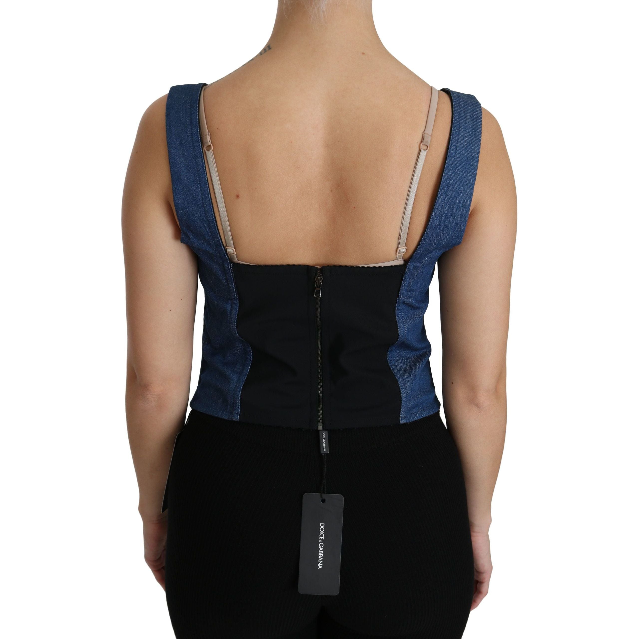 Elegant Sleeveless Bustier Top in Blue