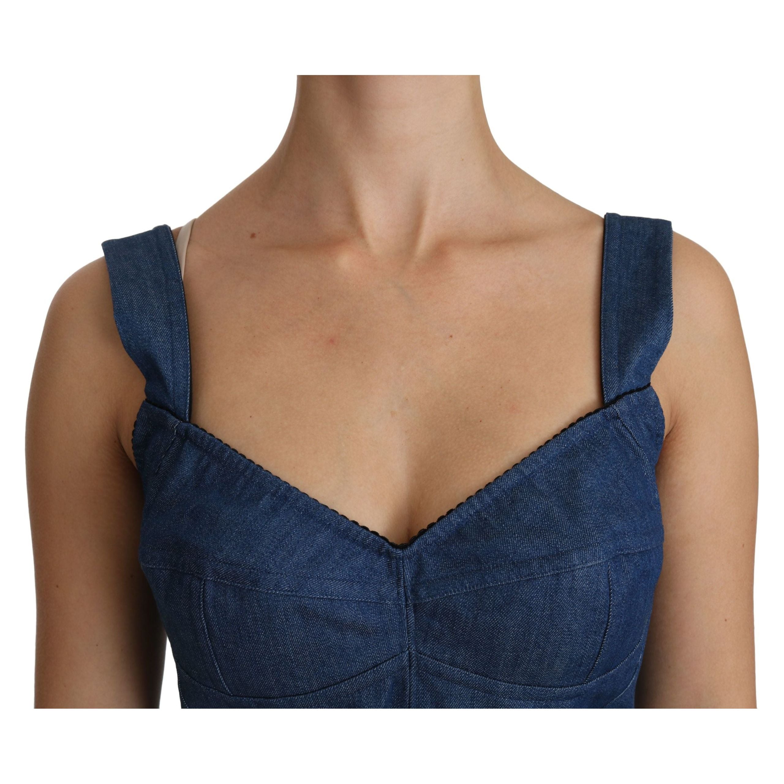 Elegant Sleeveless Bustier Top in Blue