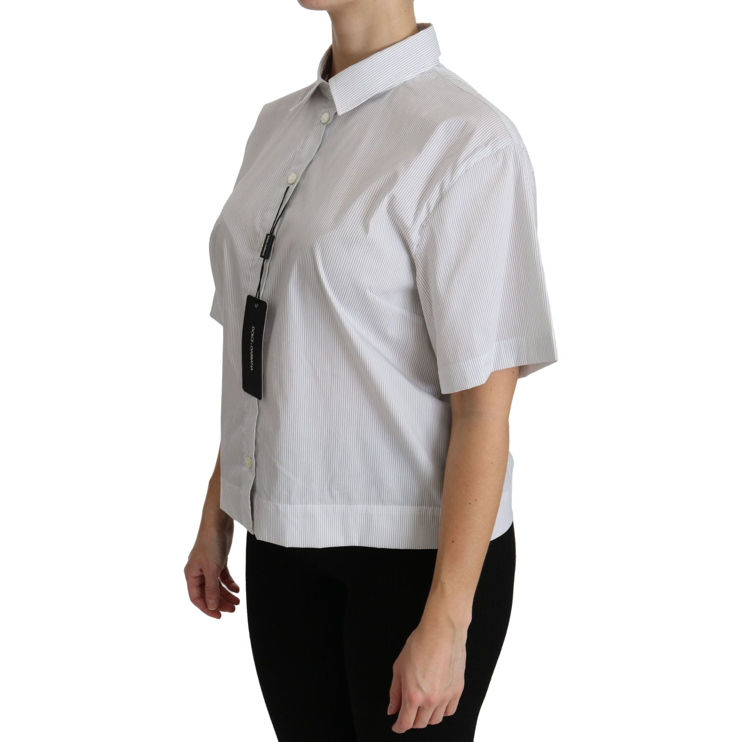 Elegant White Cotton Polo Top