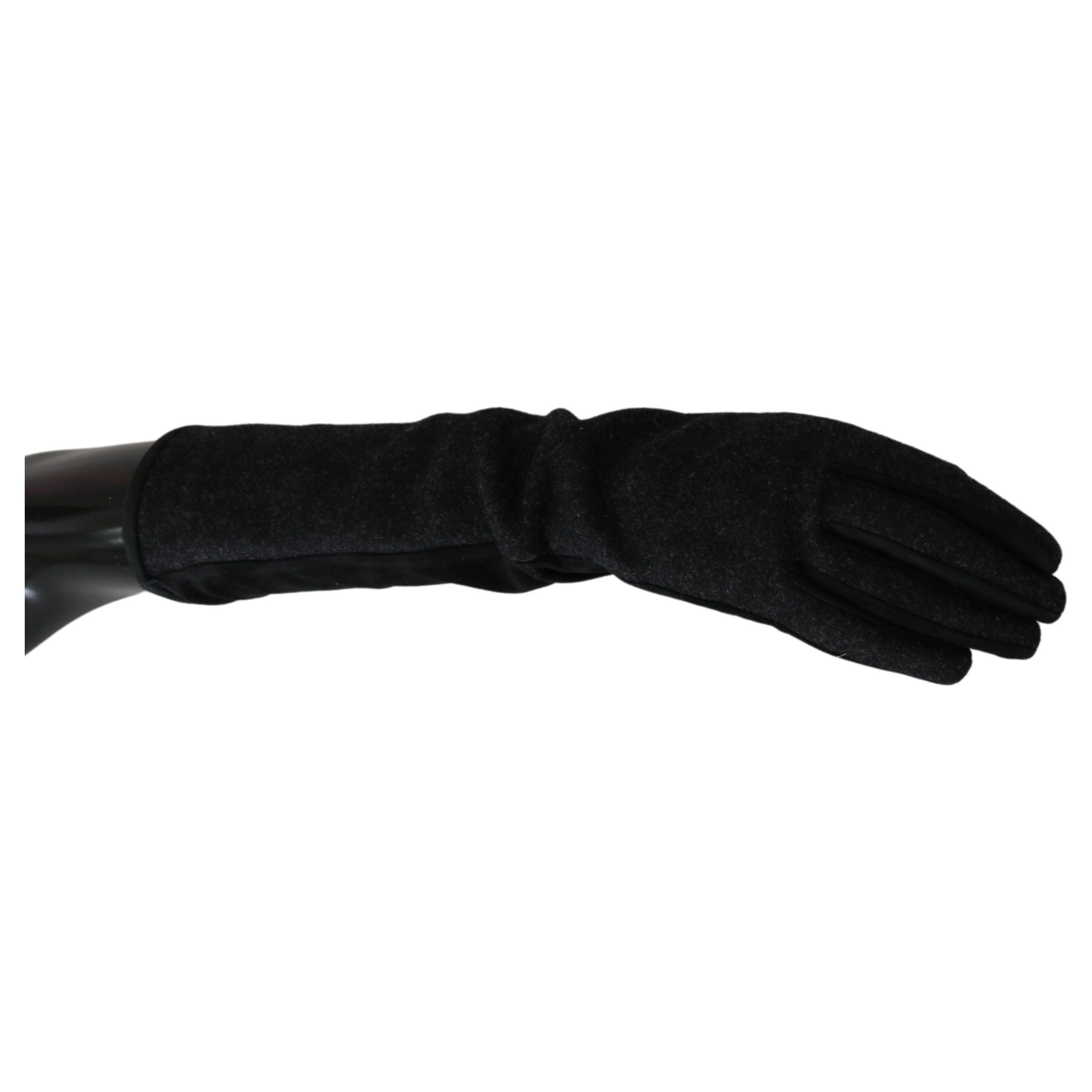 Elegant Mid-Length Wool Gloves in Black