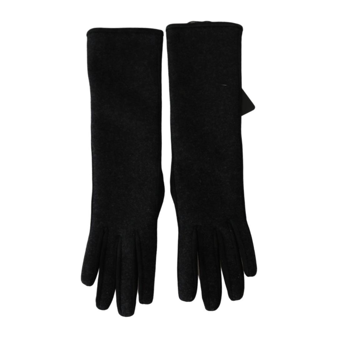 Elegant Mid-Length Wool Gloves in Black