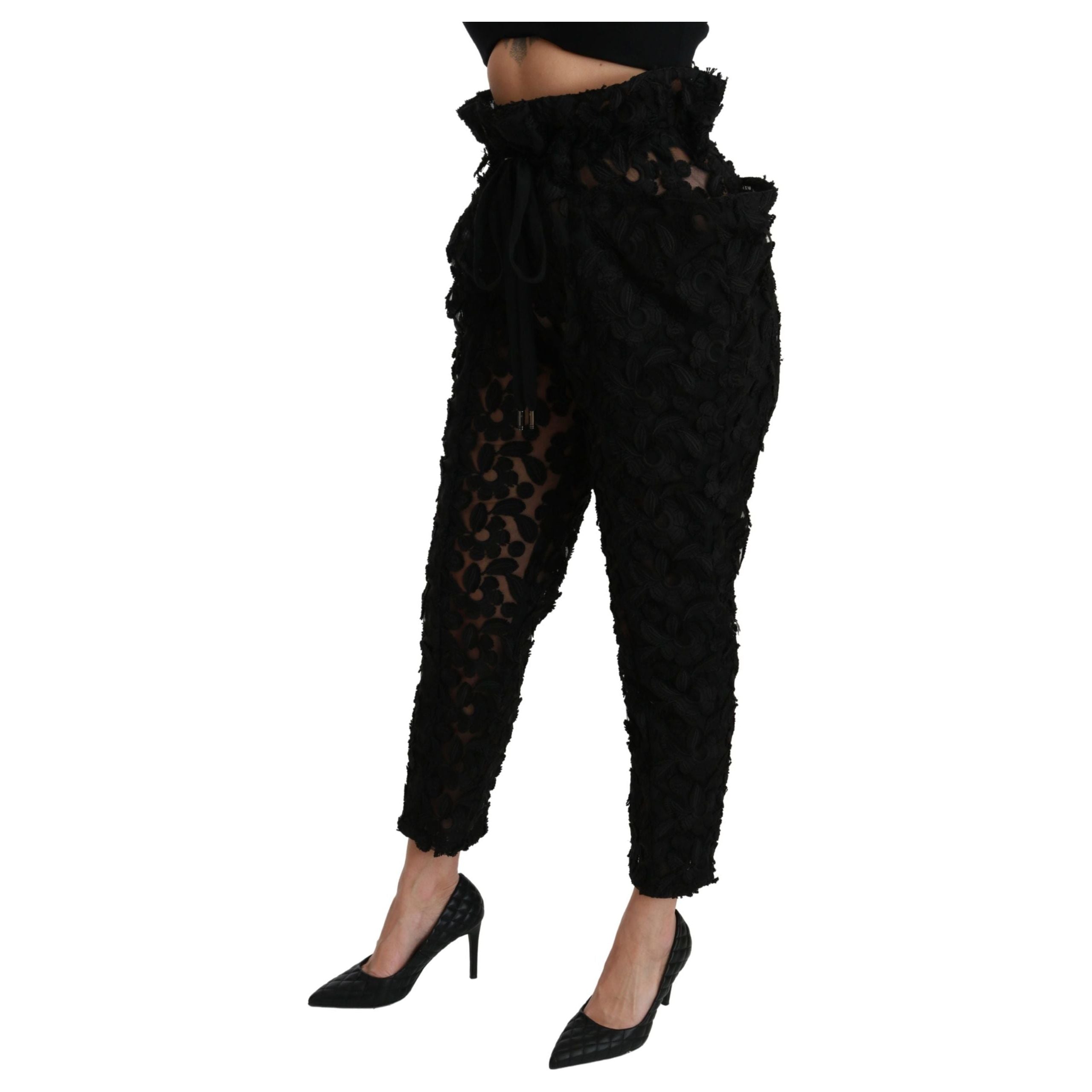 Chic Tapered High Waist Lace Pants