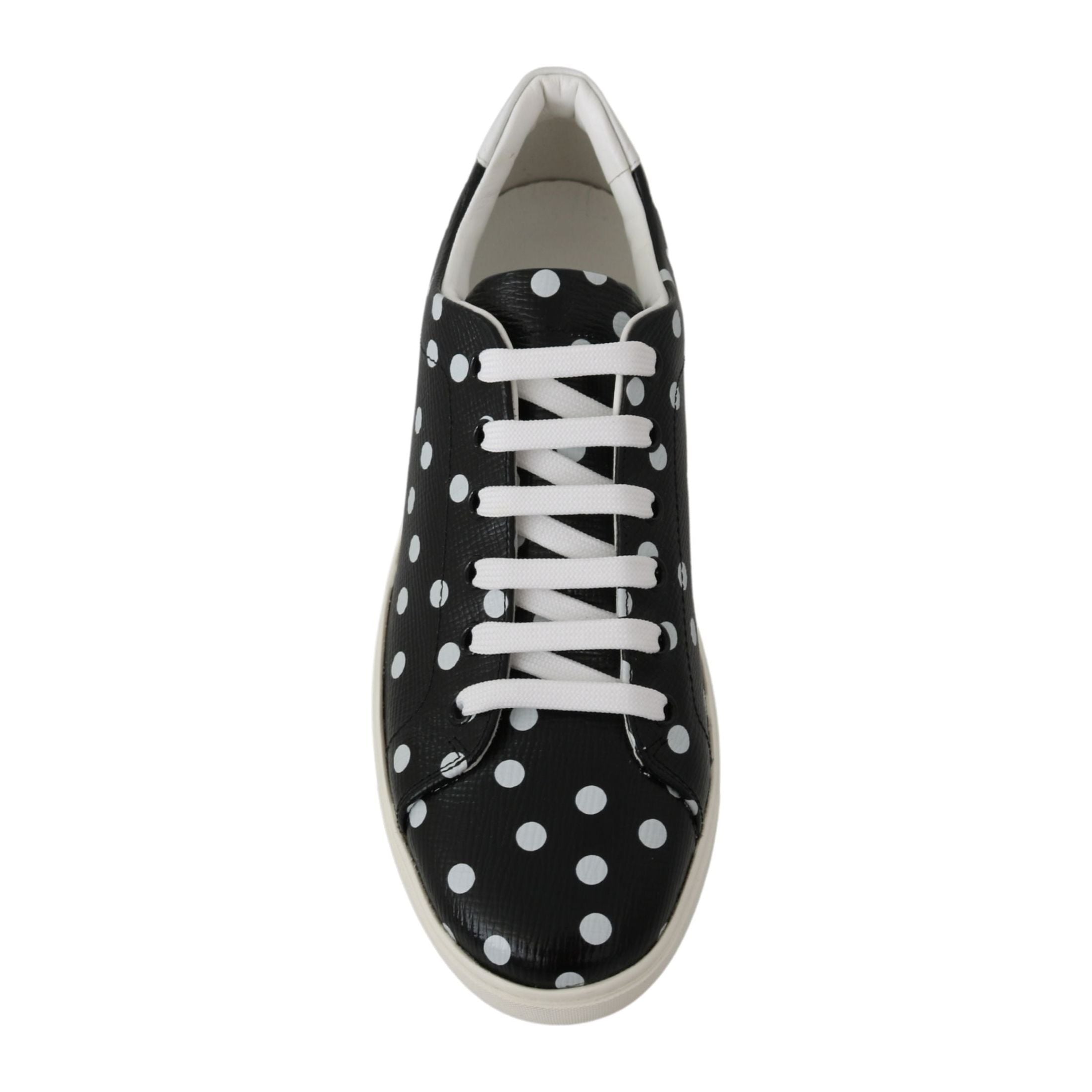 Black Polka Dotted Leather Sneakers