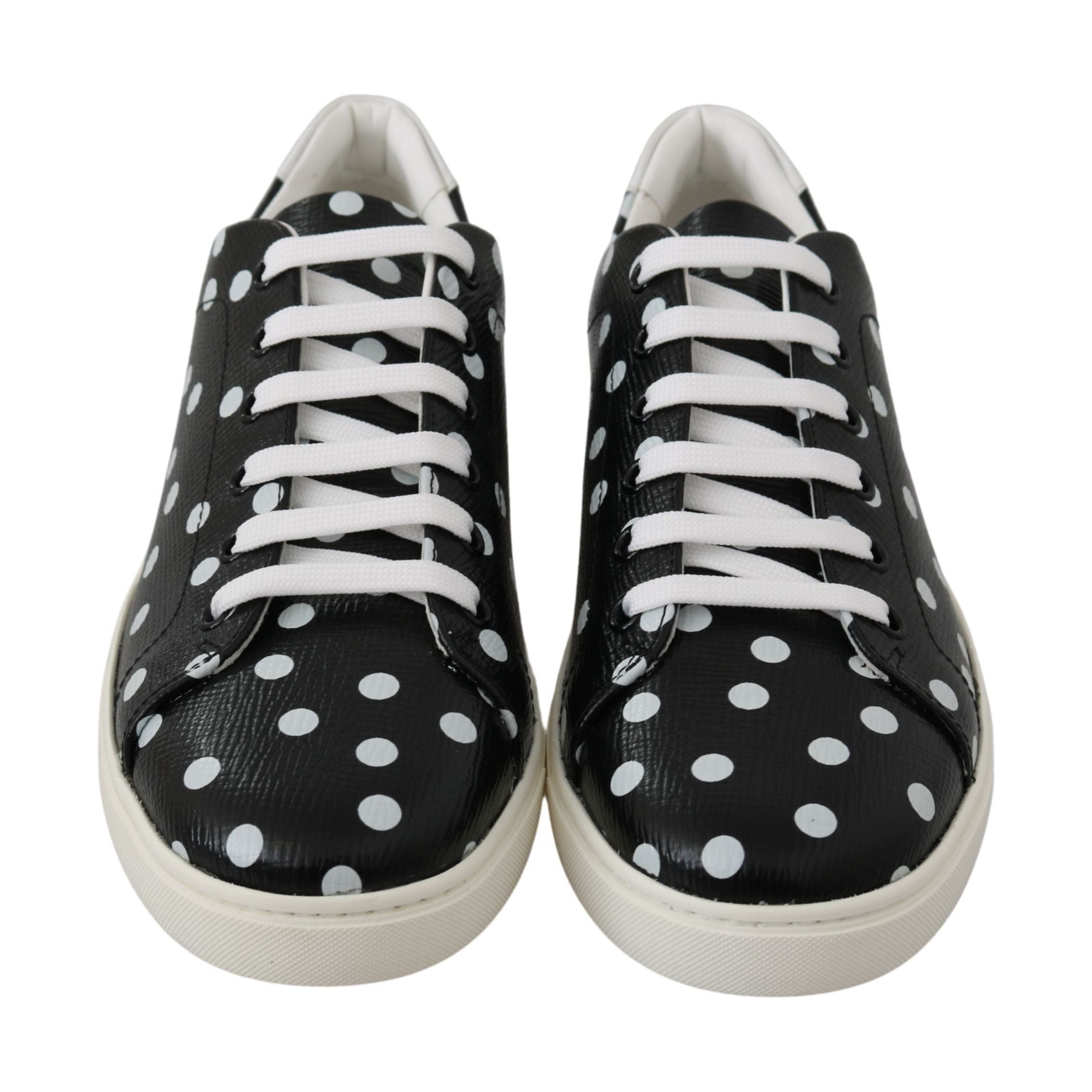 Black Polka Dotted Leather Sneakers