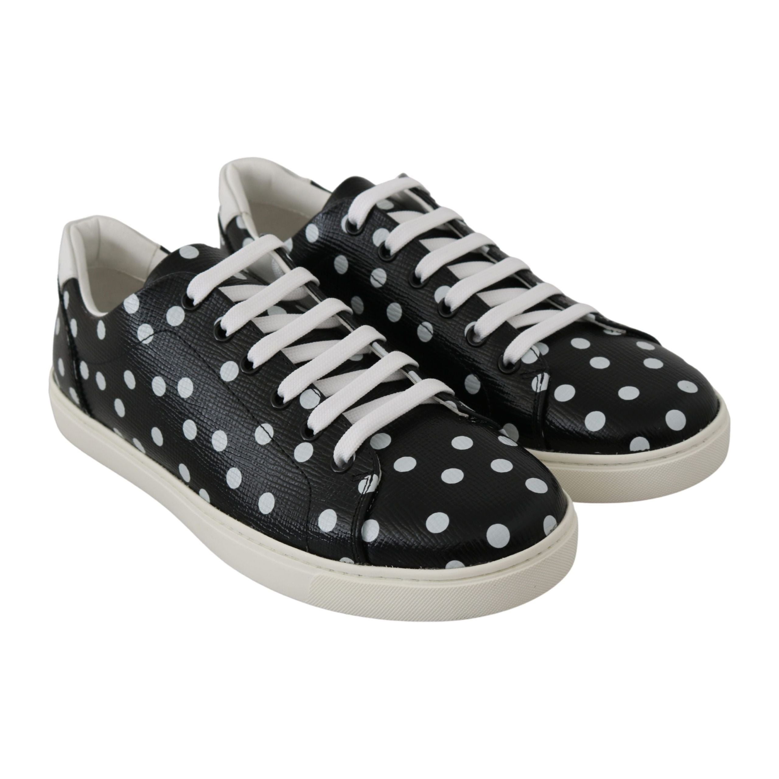 Black Polka Dotted Leather Sneakers