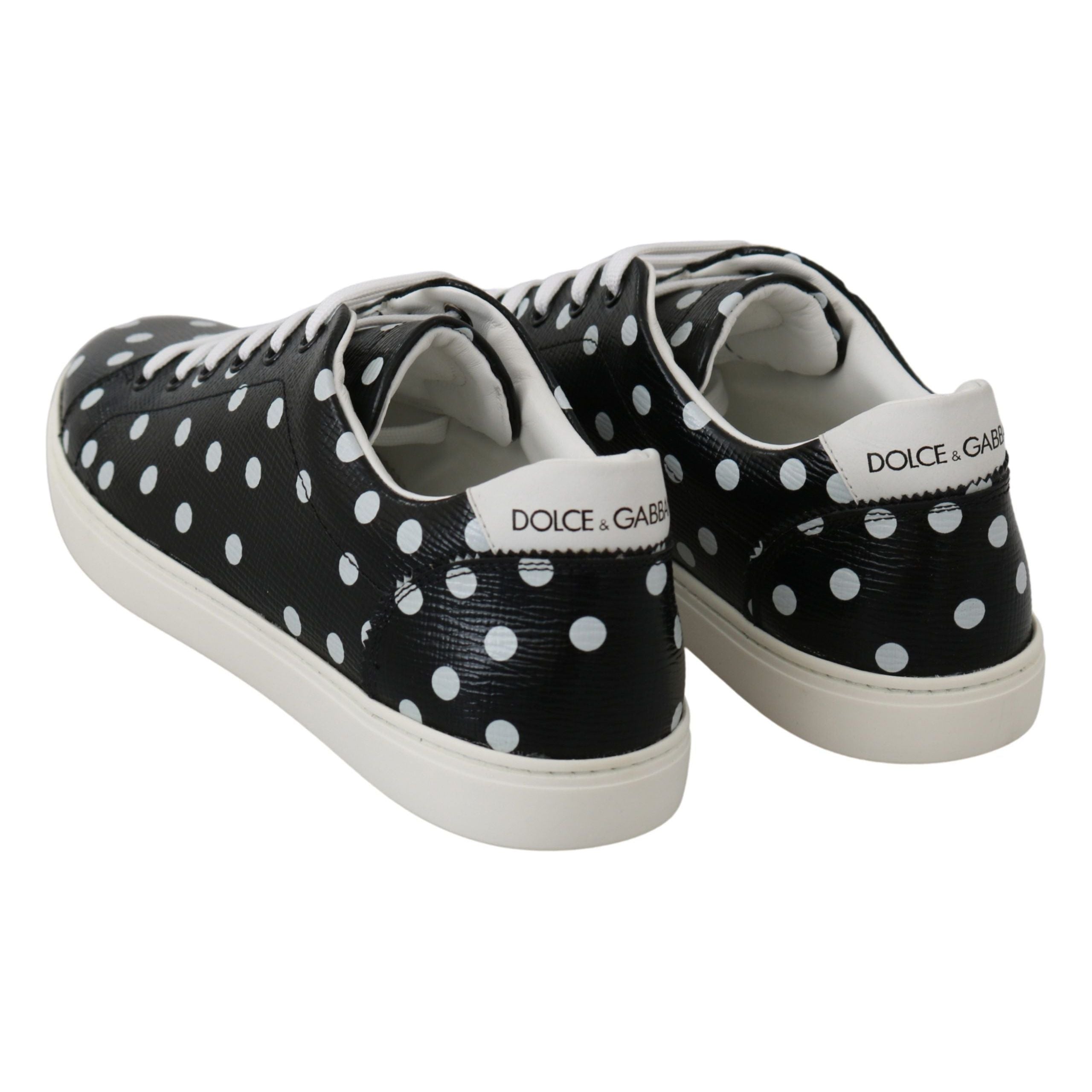 Black Polka Dotted Leather Sneakers