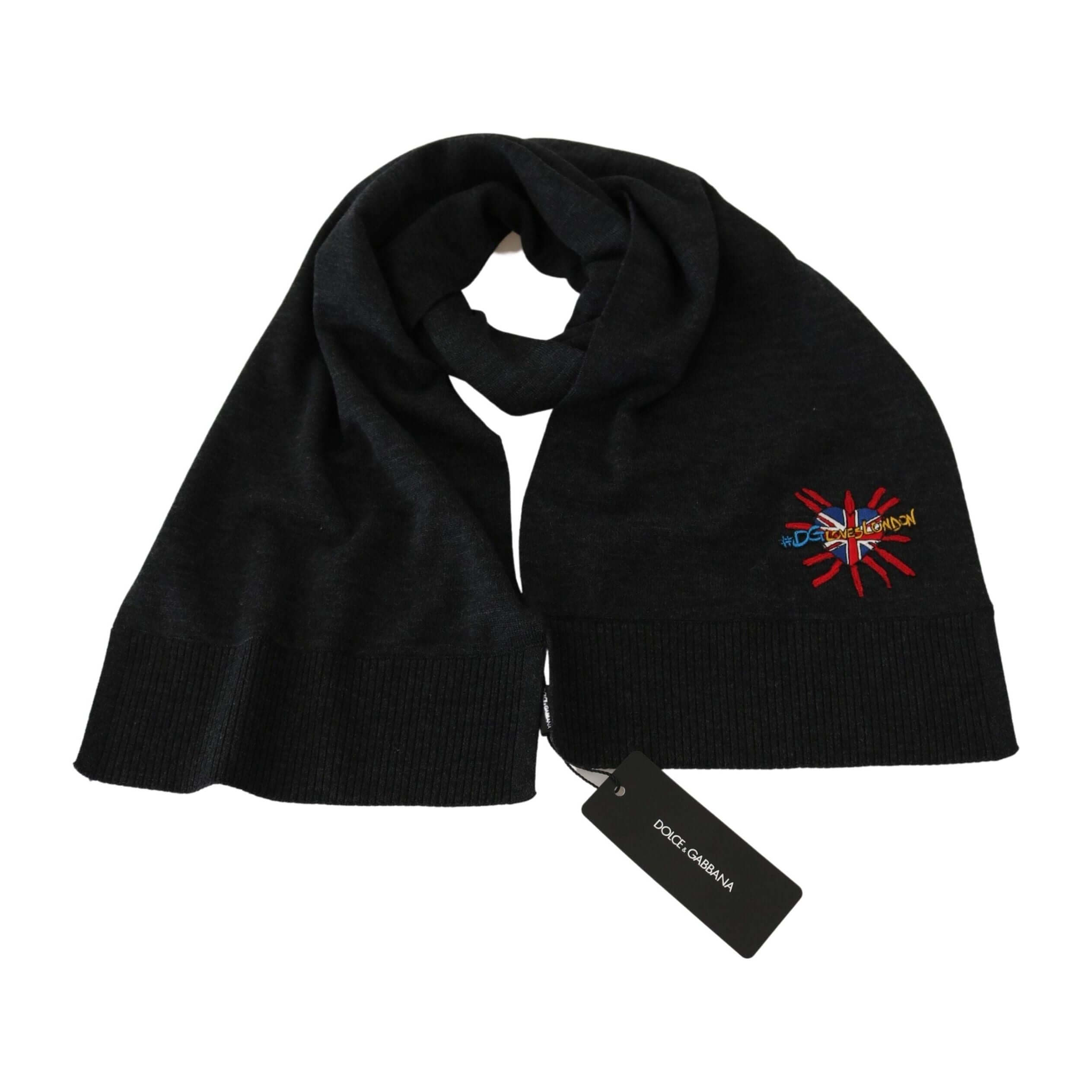 Elegant Virgin Wool Men's Scarf with Embroidery