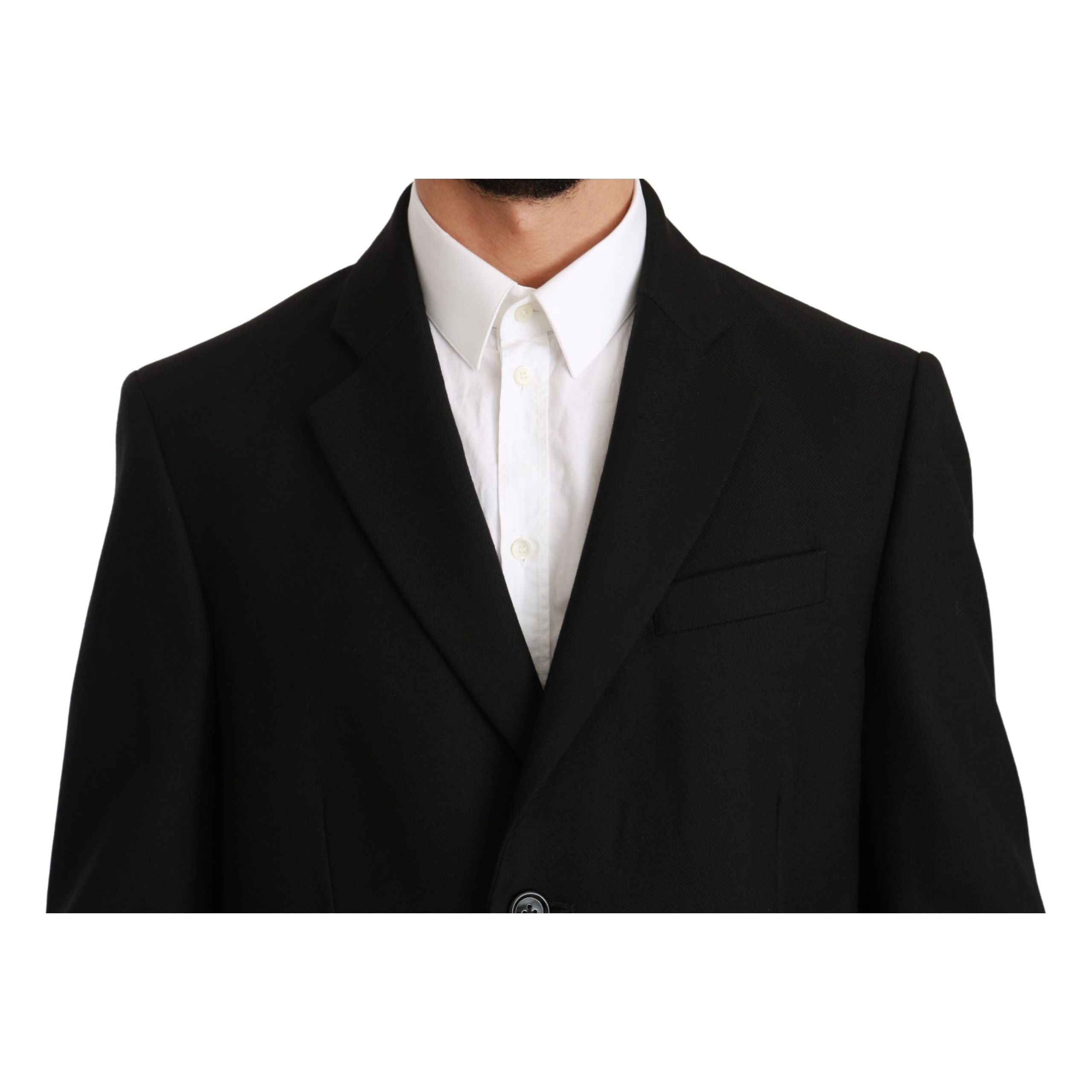 Elegant Black Wool Formal Blazer