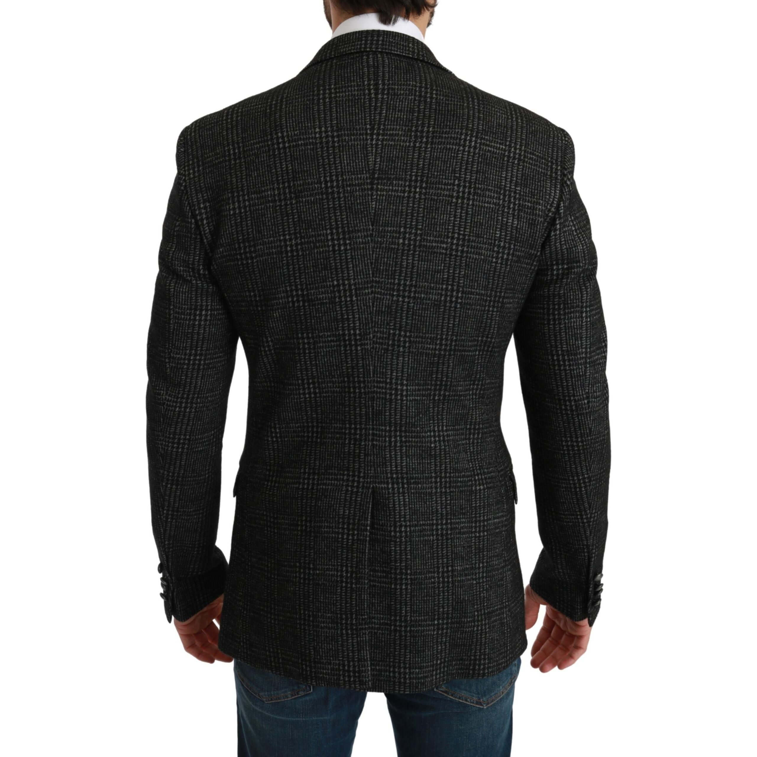 Elegant Gray Plaid Slim Fit Blazer