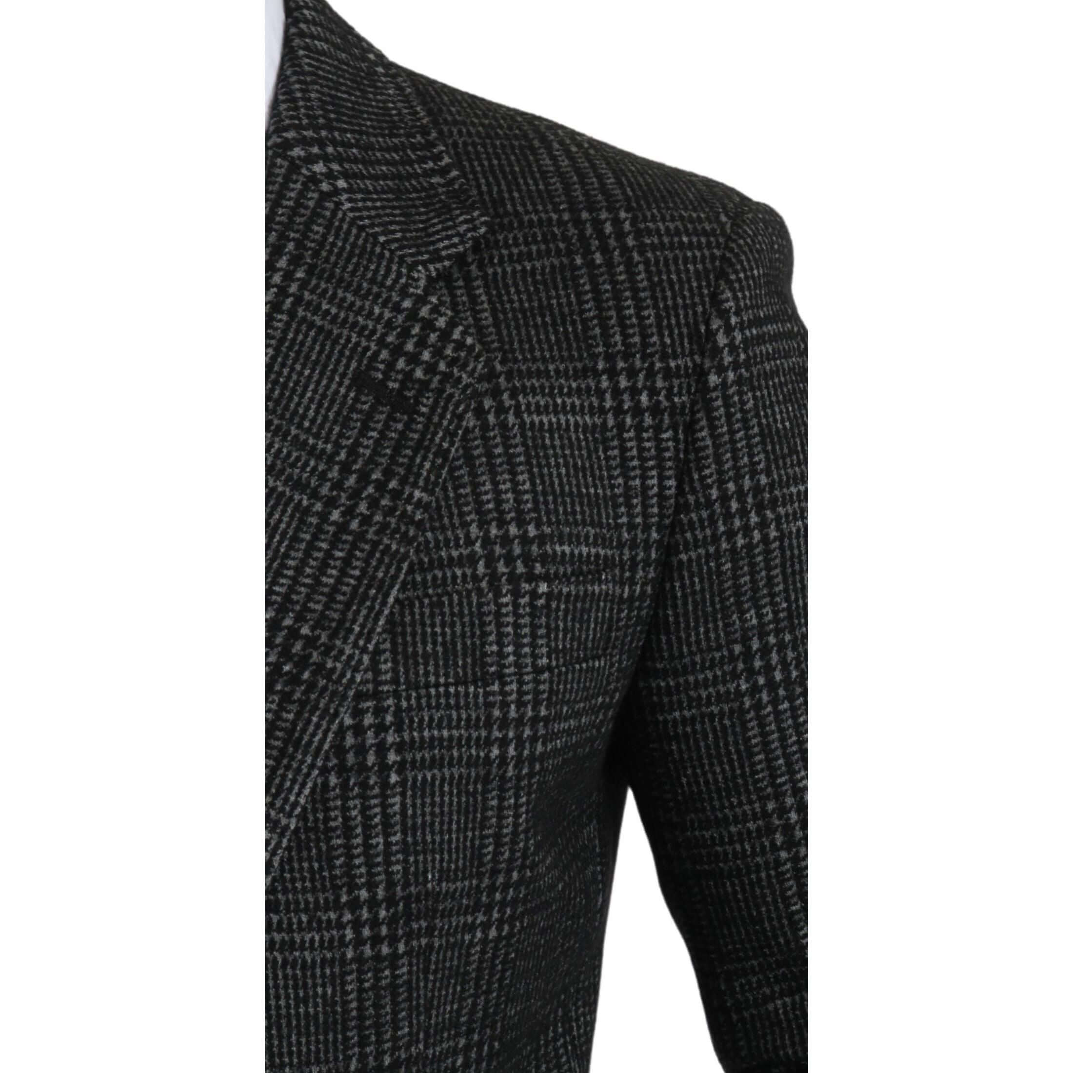 Elegant Gray Plaid Slim Fit Blazer