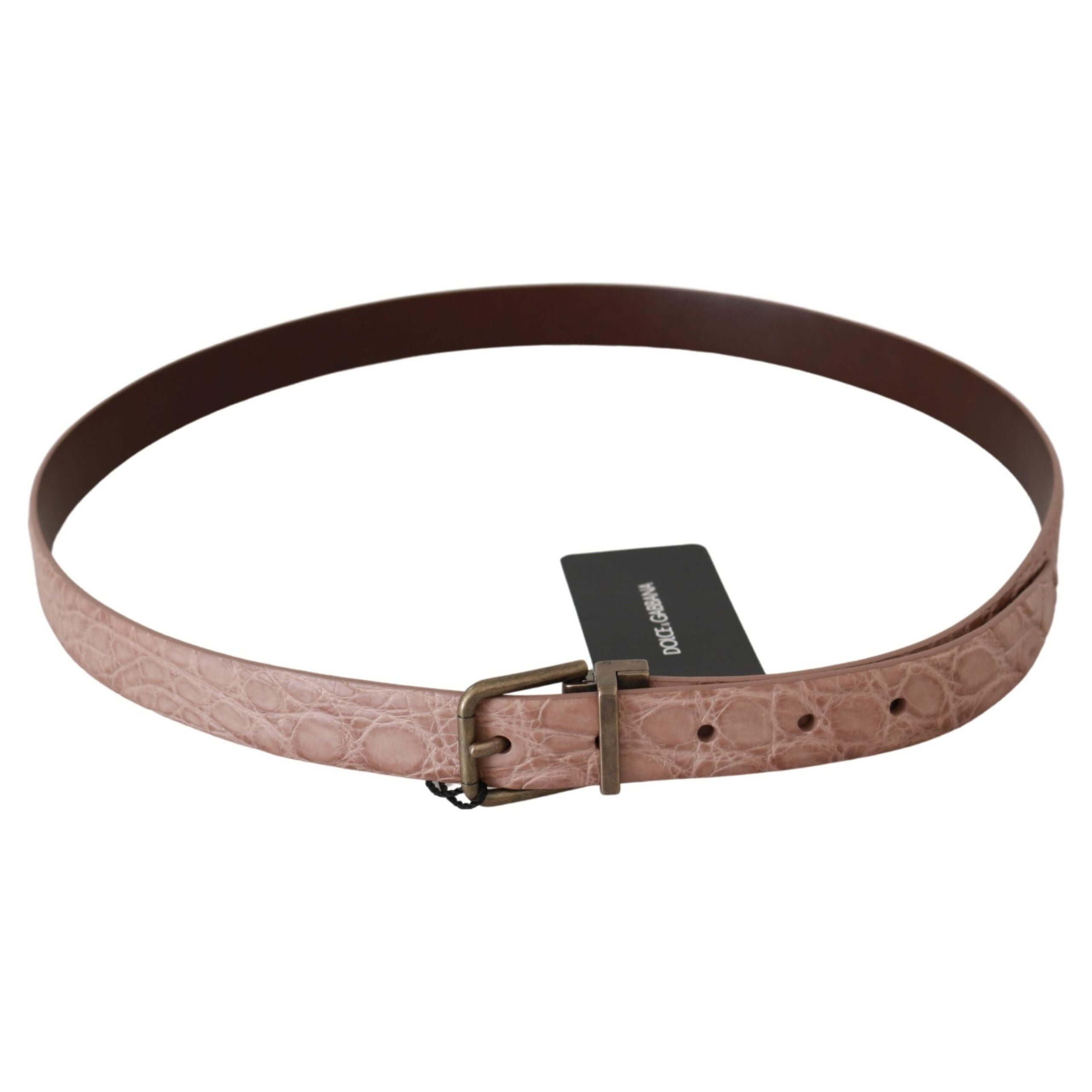 Elegant Exotic Skin Brushed Gold Buckle Belt