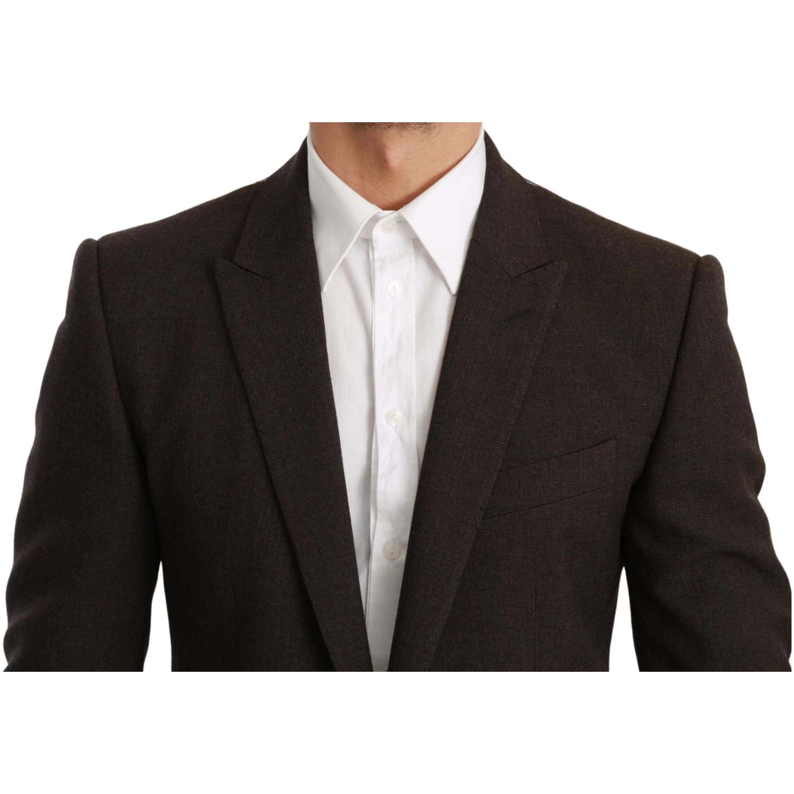 Elegant Brown Virgin Wool Martini Blazer