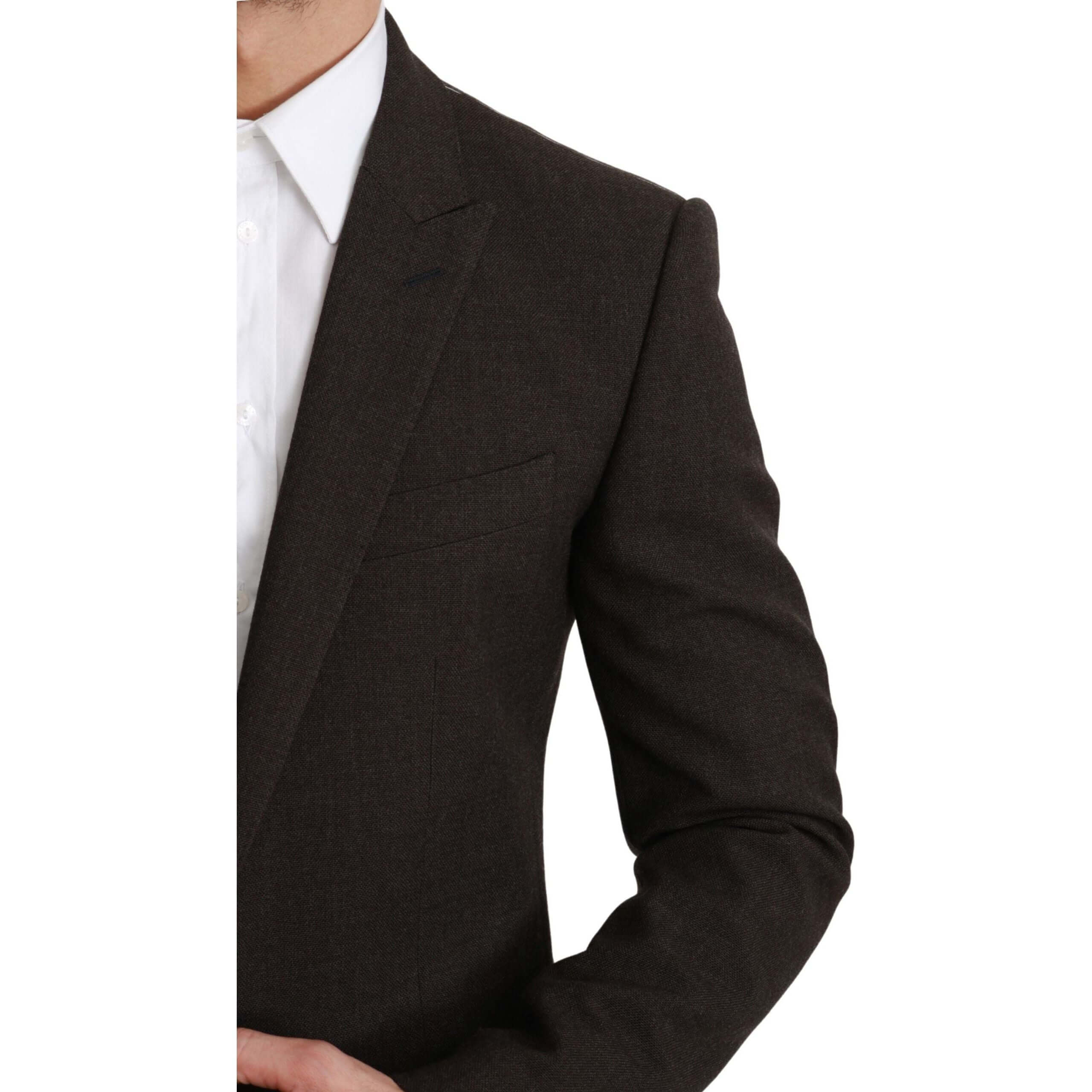 Elegant Brown Virgin Wool Martini Blazer