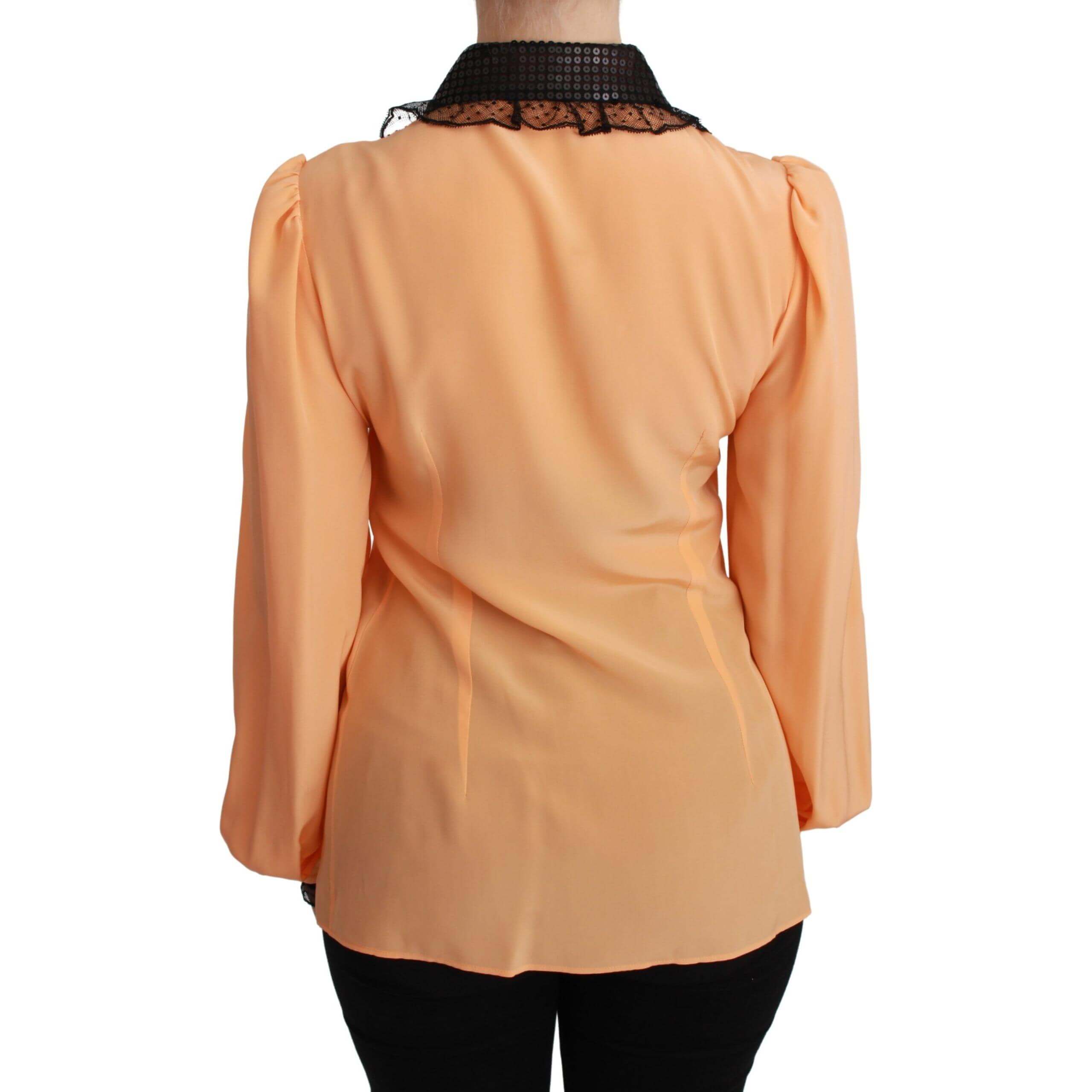 Silk Blend Yellow Blouse with Sequined Collar