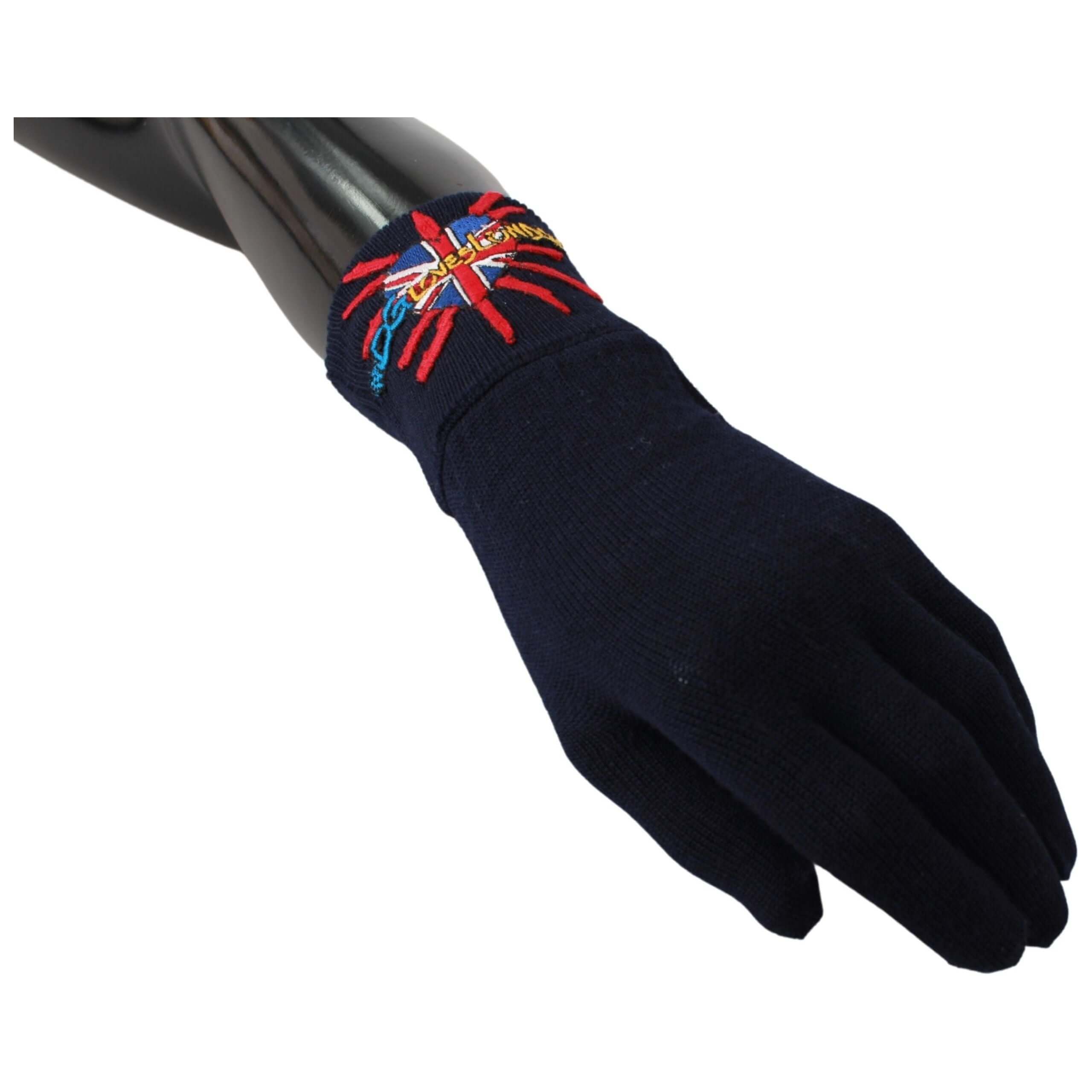 Blue Virgin Wool Unisex Gloves