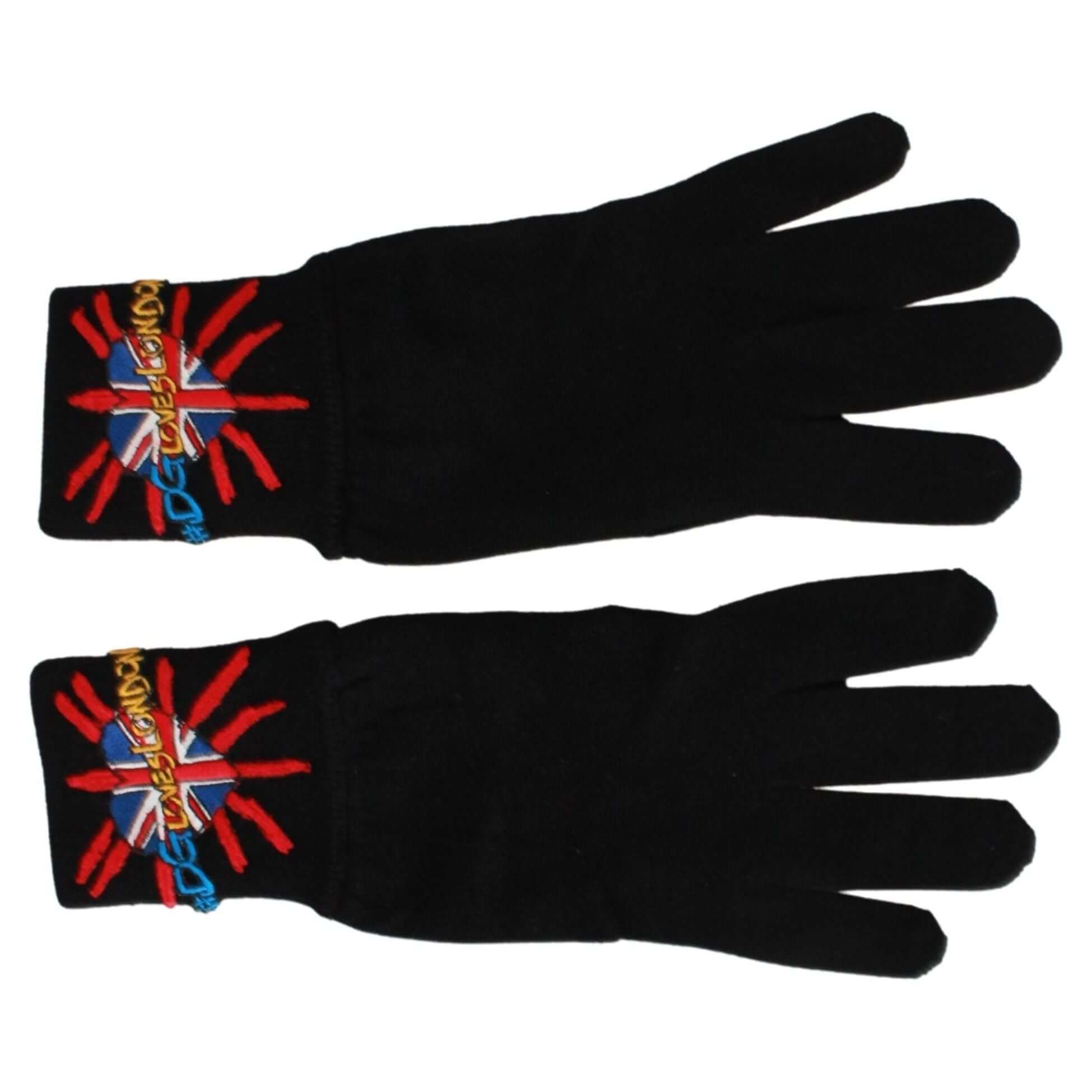 Elegant Black Virgin Wool Unisex Gloves