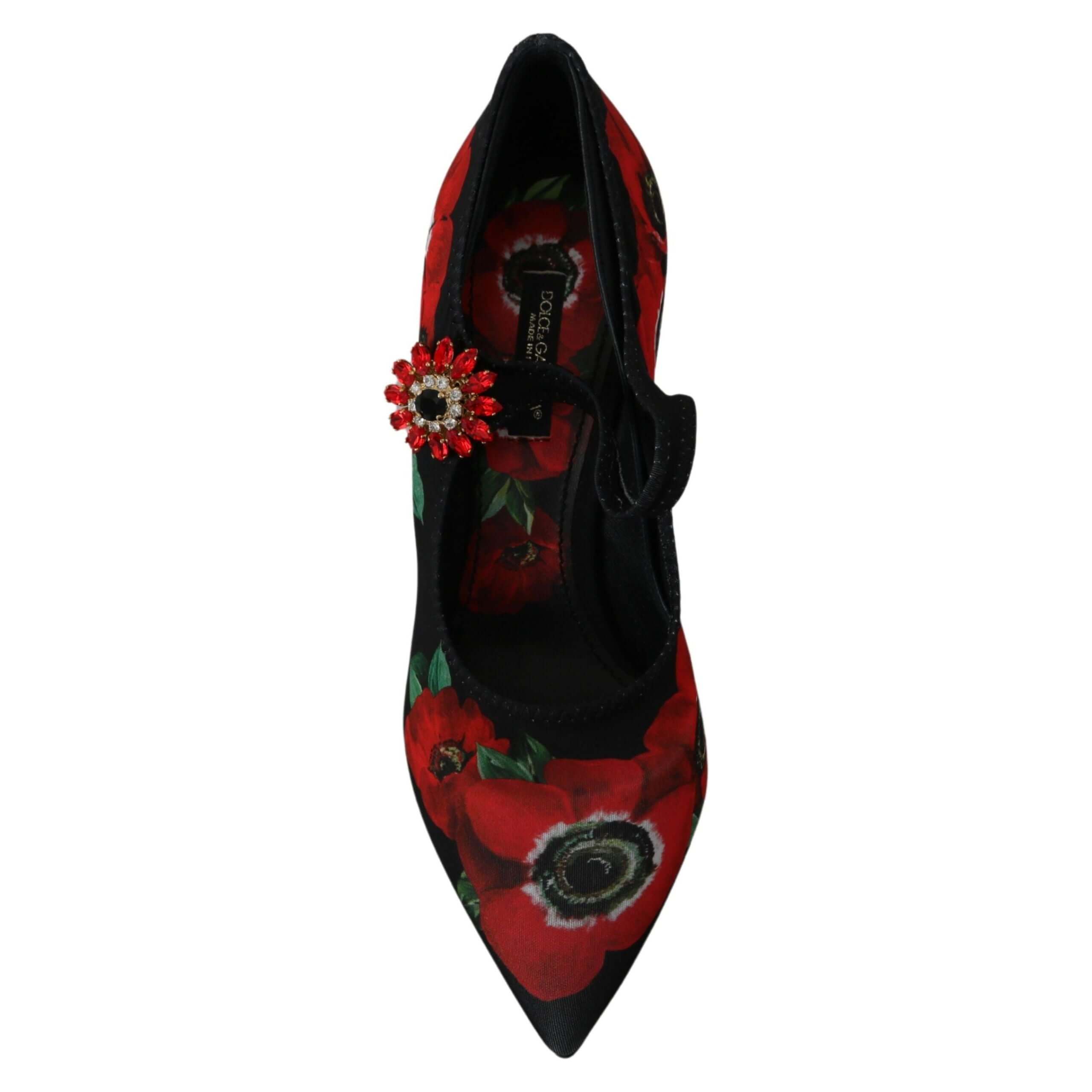 Floral Mary Janes Pumps with Crystal Detail