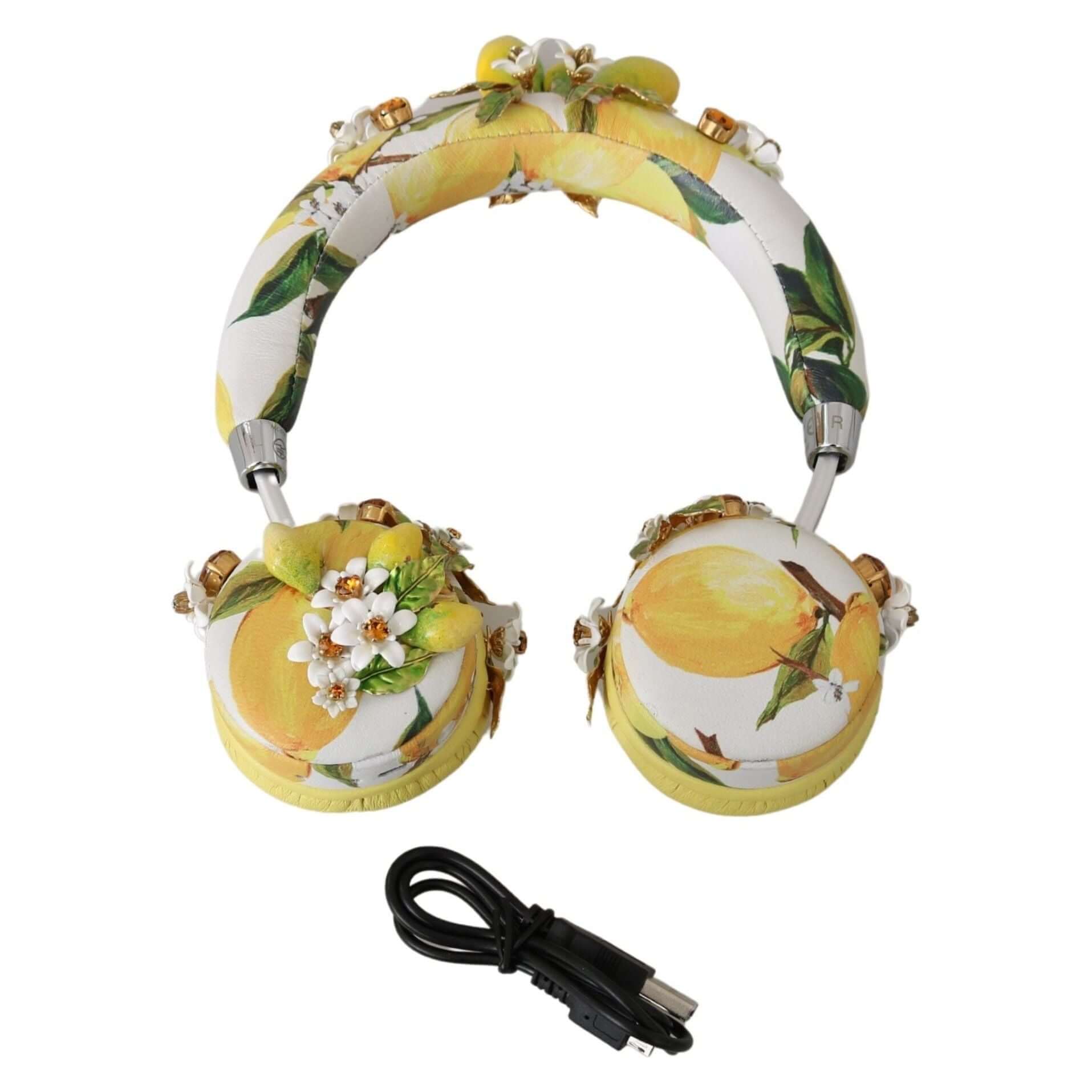 Glamorous Gold-Embellished Leather Headphones