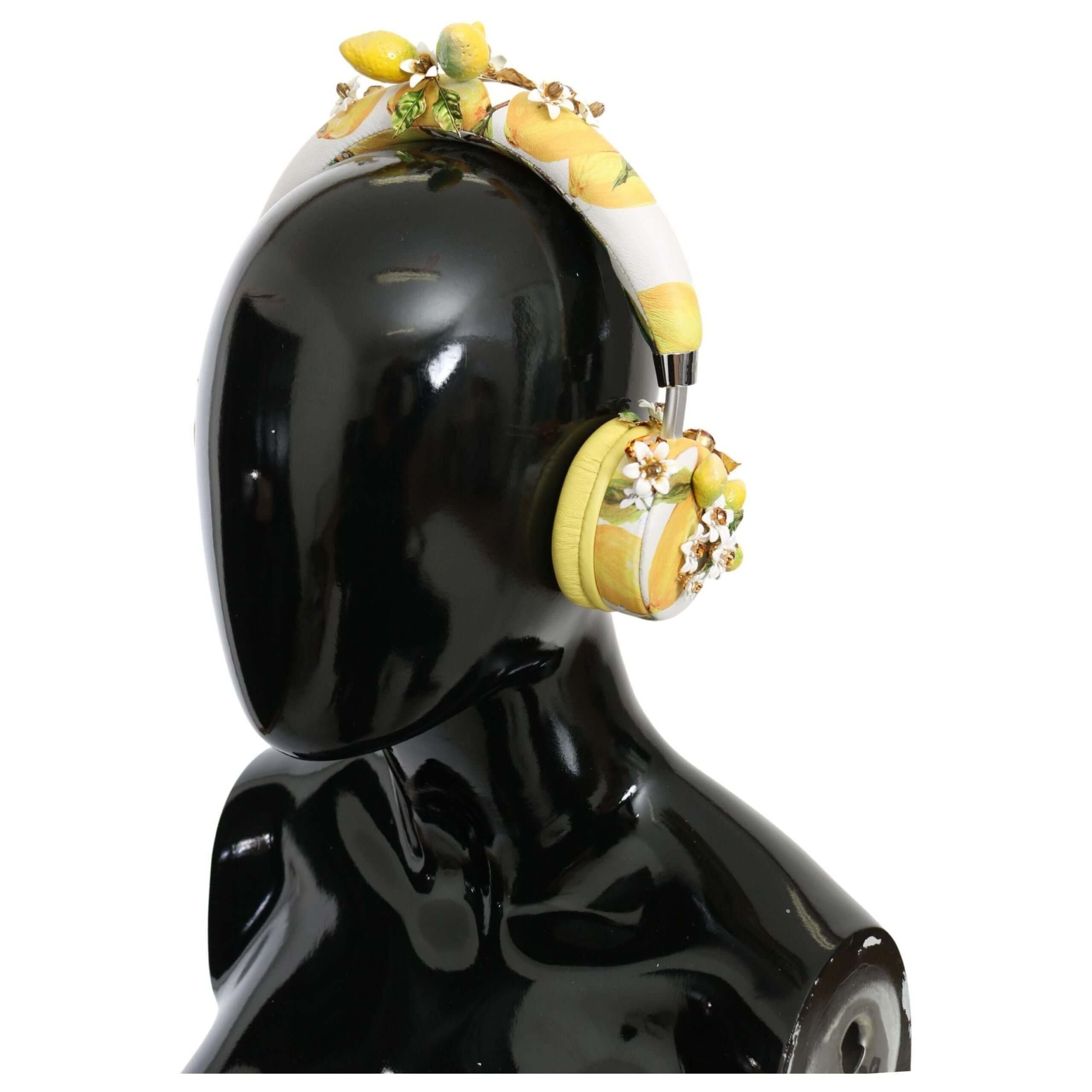 Glamorous Gold-Embellished Leather Headphones