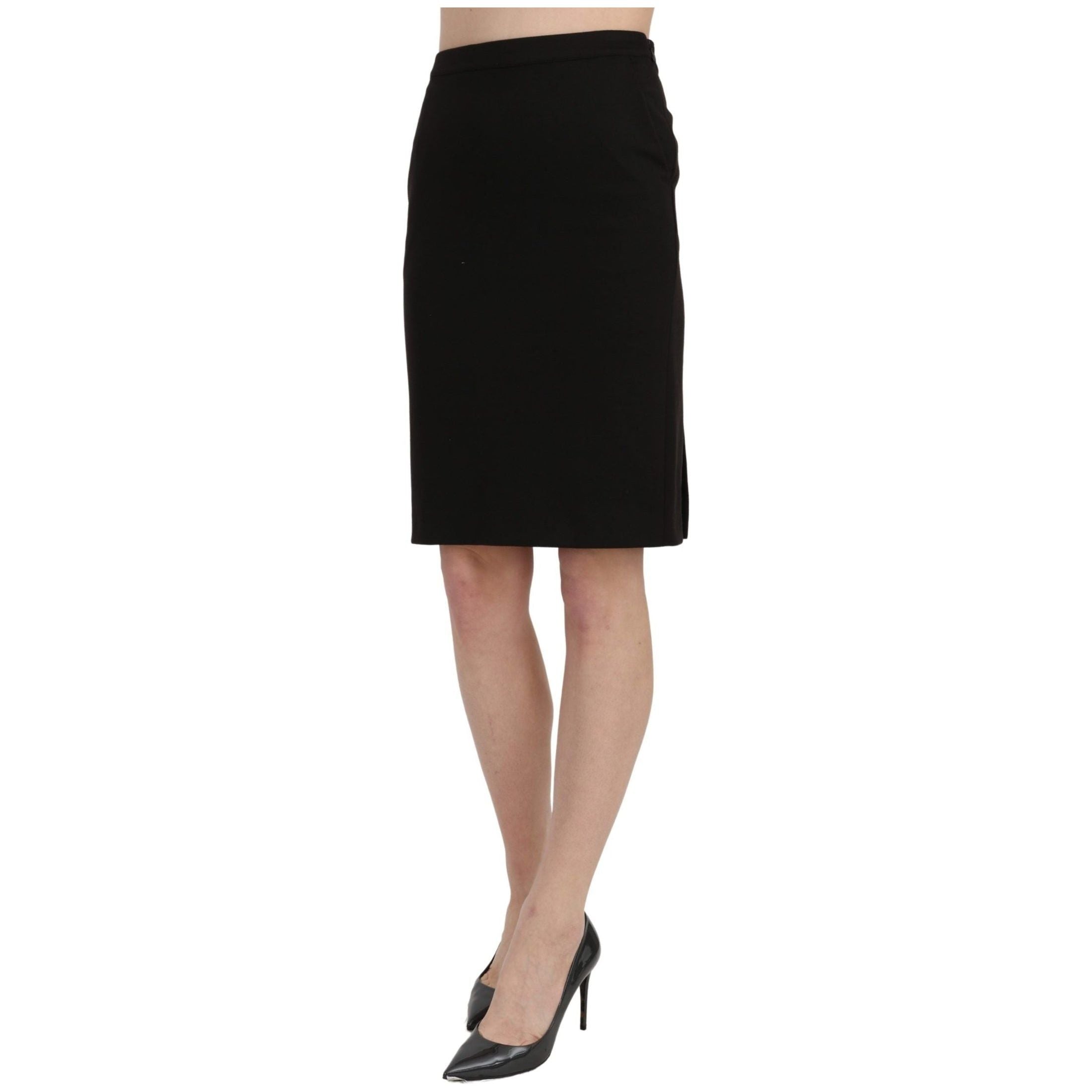 Chic High Waist Black Linen Skirt