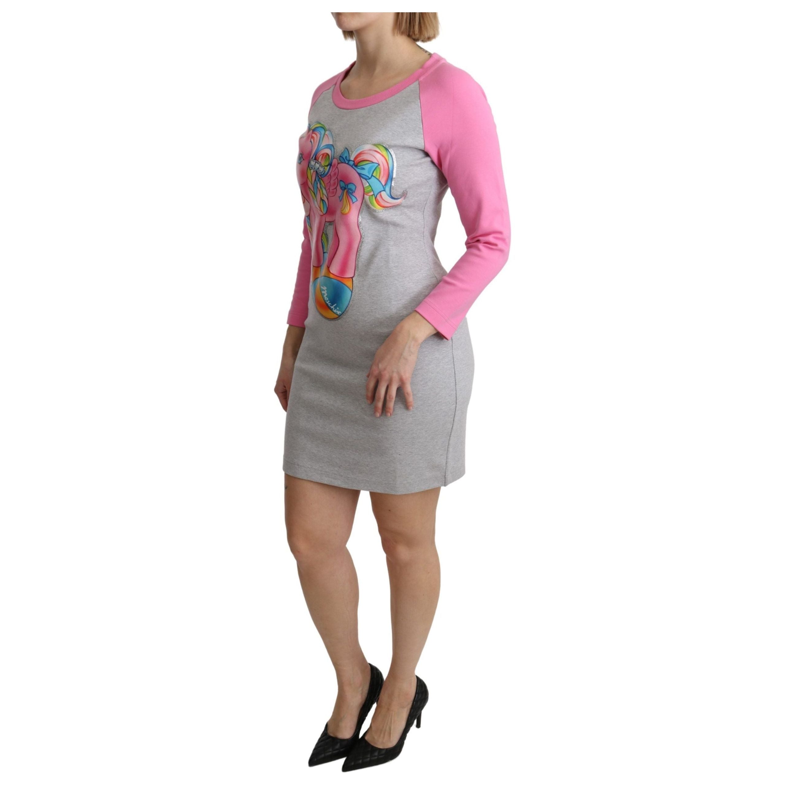 Chic Gray Cotton Blend Moschino Sweater Dress