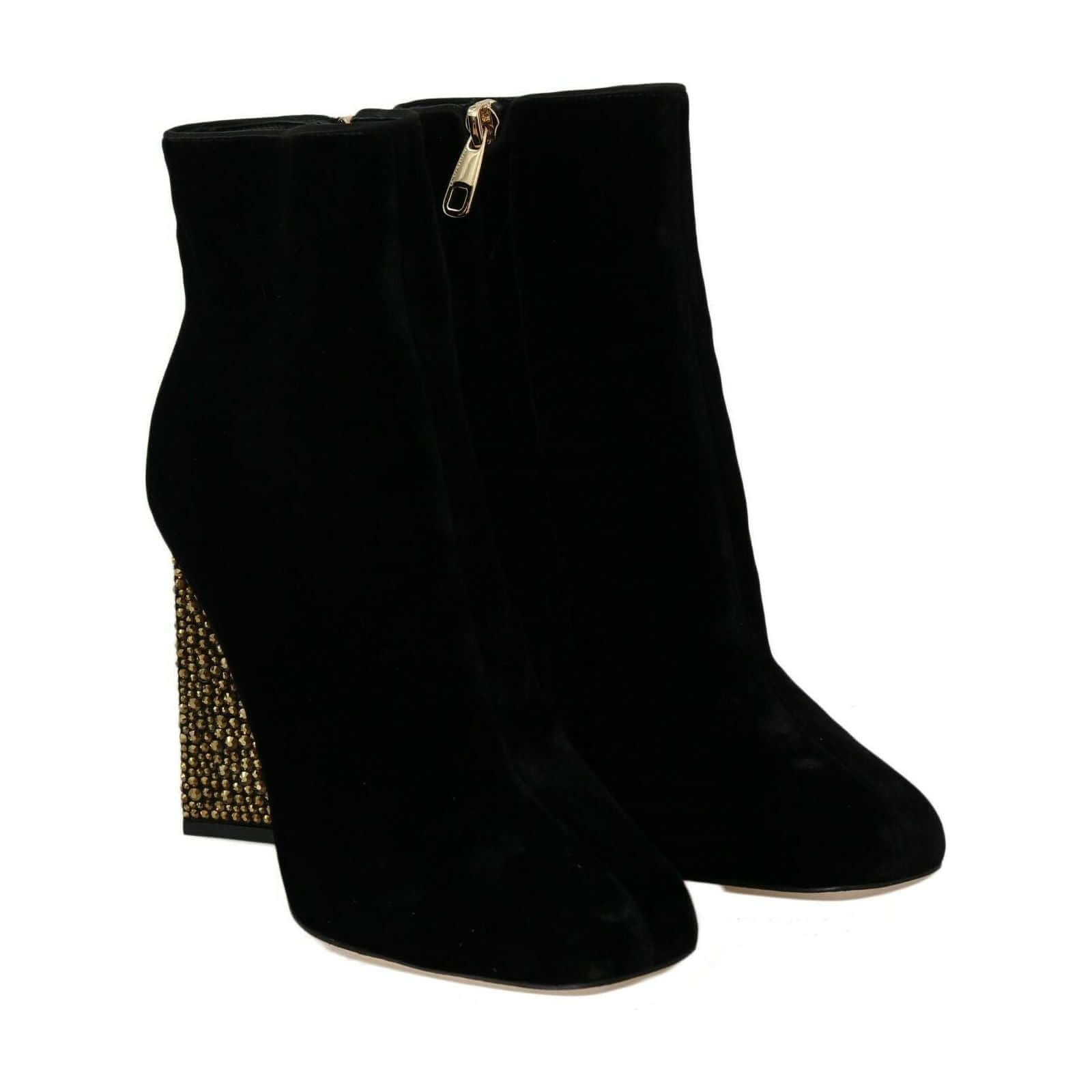 Elegant Velvet Ankle Boots with Crystal Heels