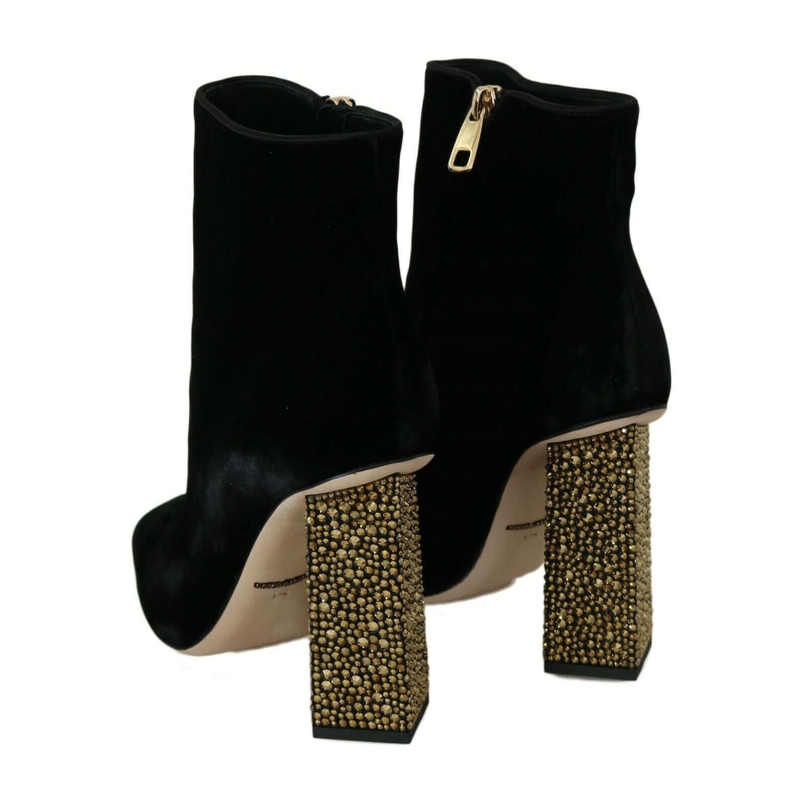 Elegant Velvet Ankle Boots with Crystal Heels