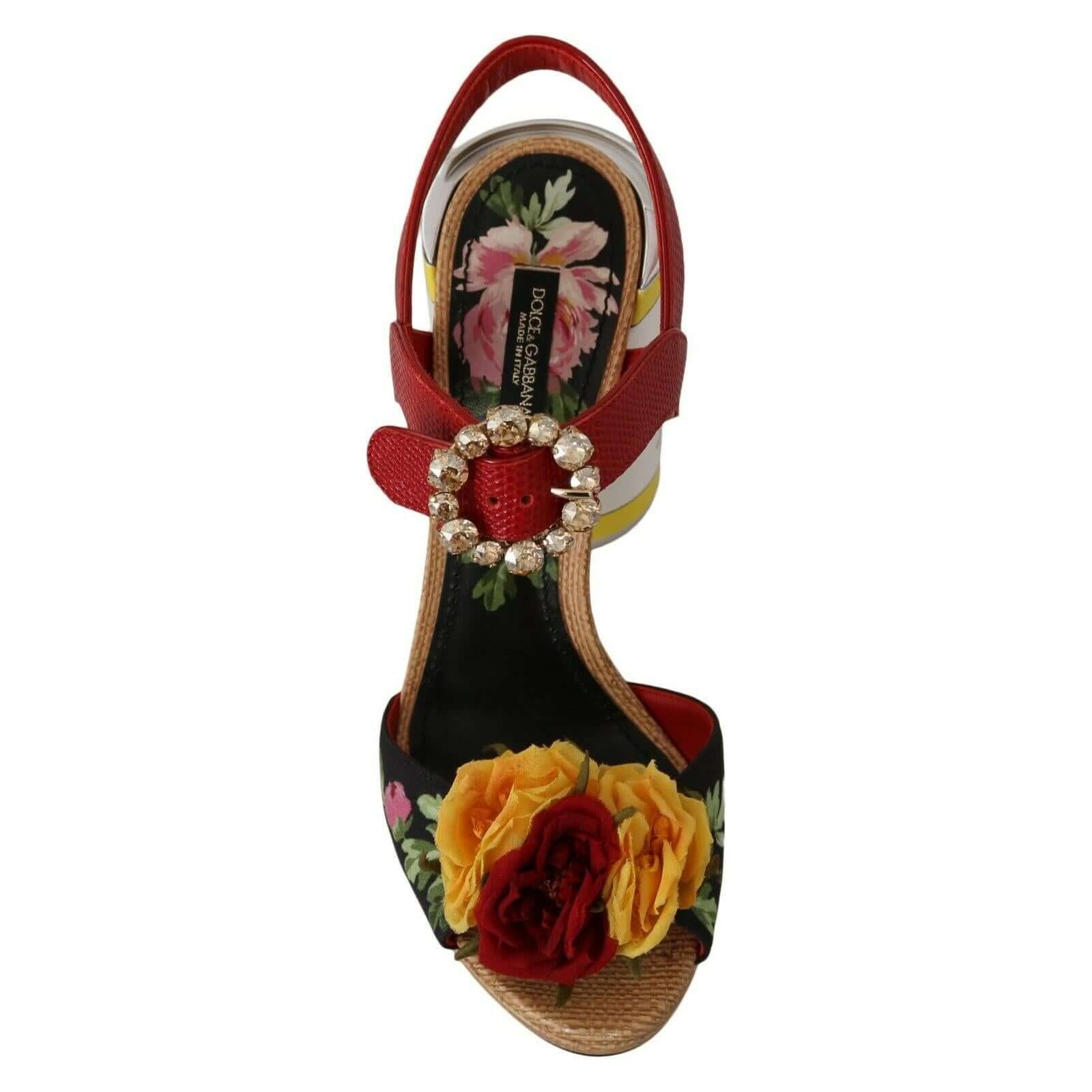 Multicolor Floral Crystal Embellished Sandals