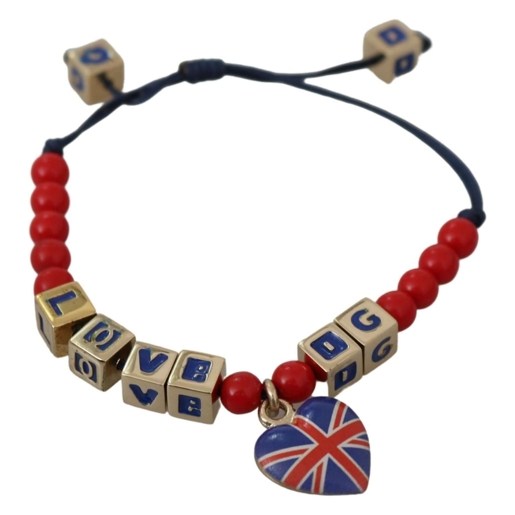 Elegant Blue Red Glass Cotton Blend Bracelet