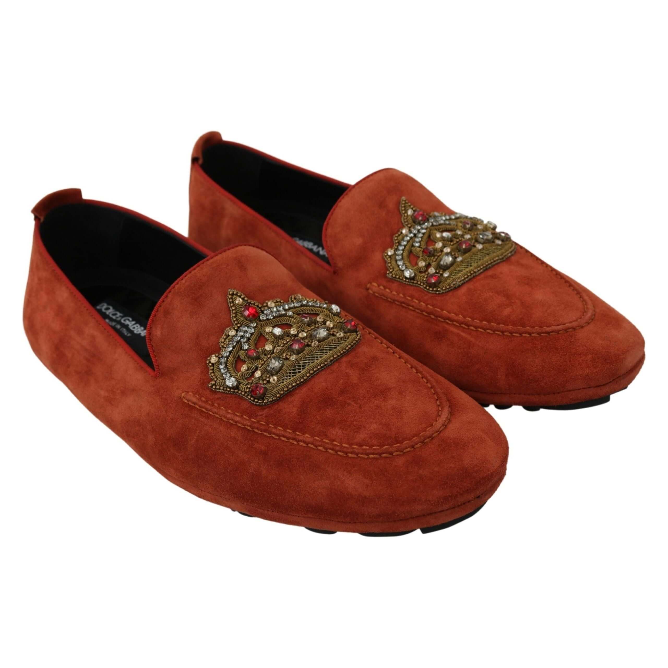 Elegant Orange Leather Moccasin Slippers