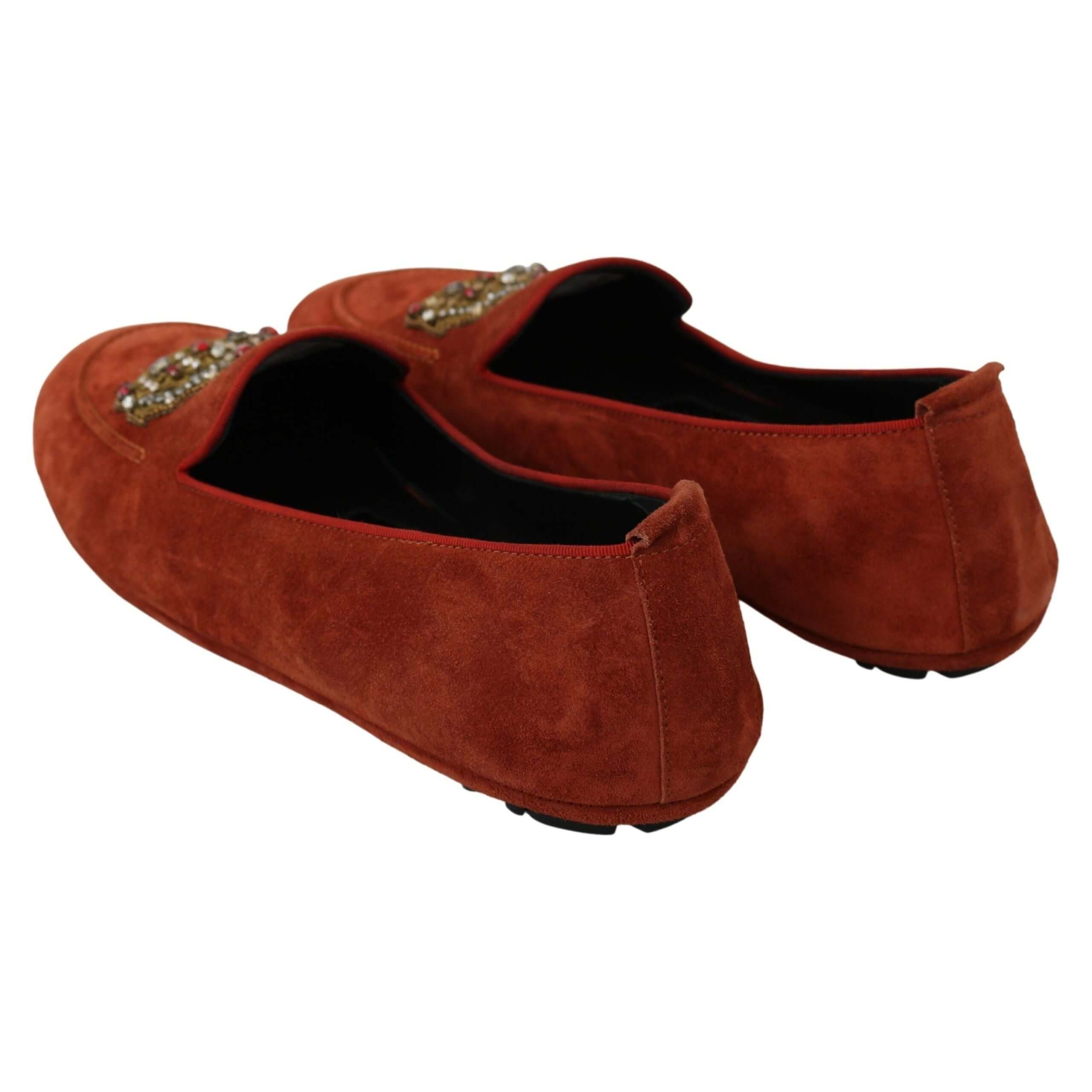 Elegant Orange Leather Moccasin Slippers