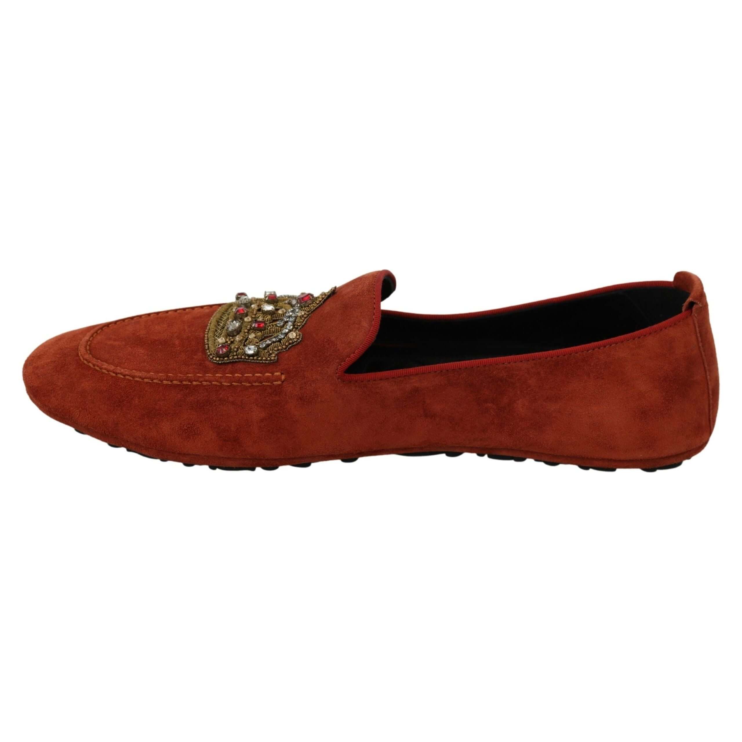 Elegant Orange Leather Moccasin Slippers