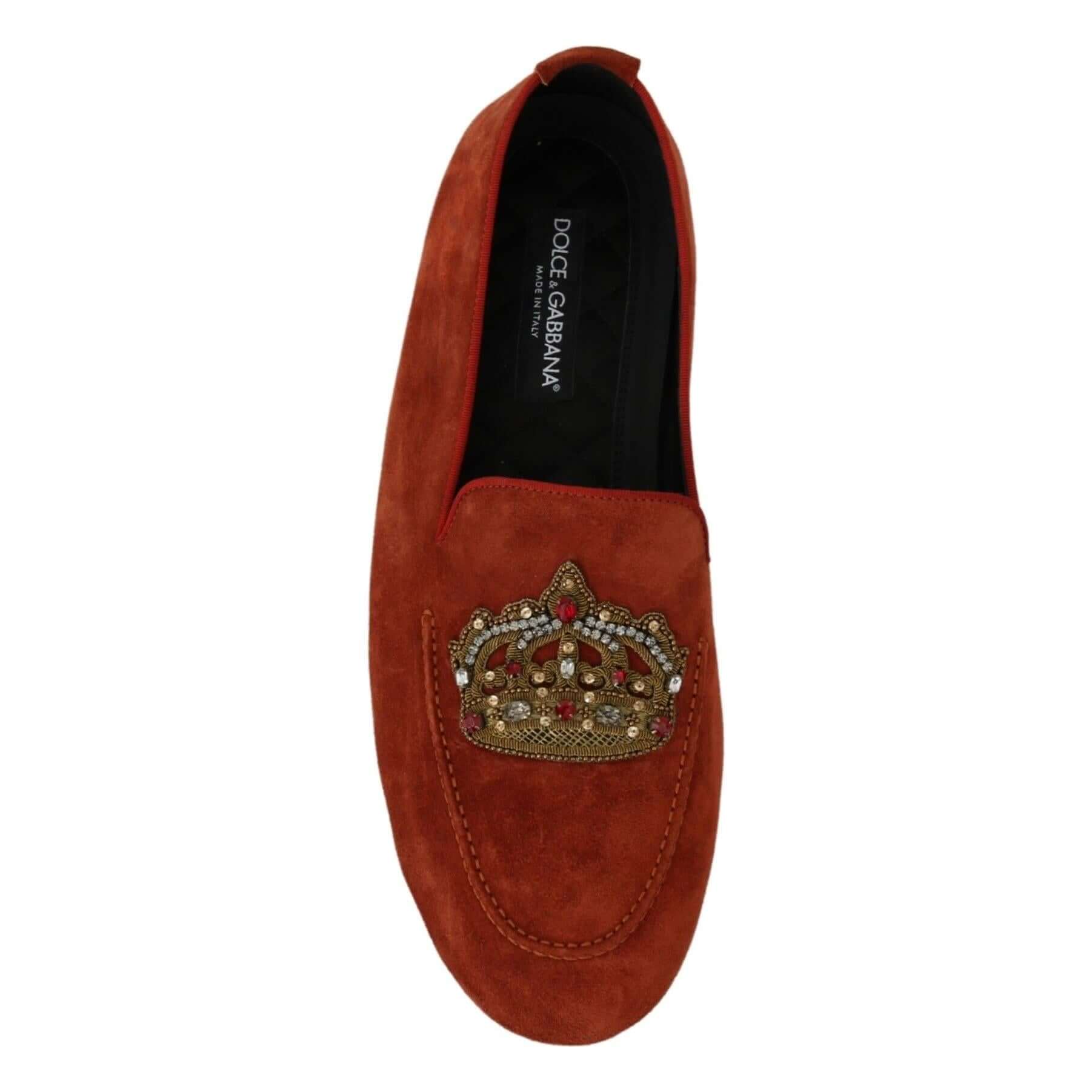 Elegant Orange Leather Moccasin Slippers