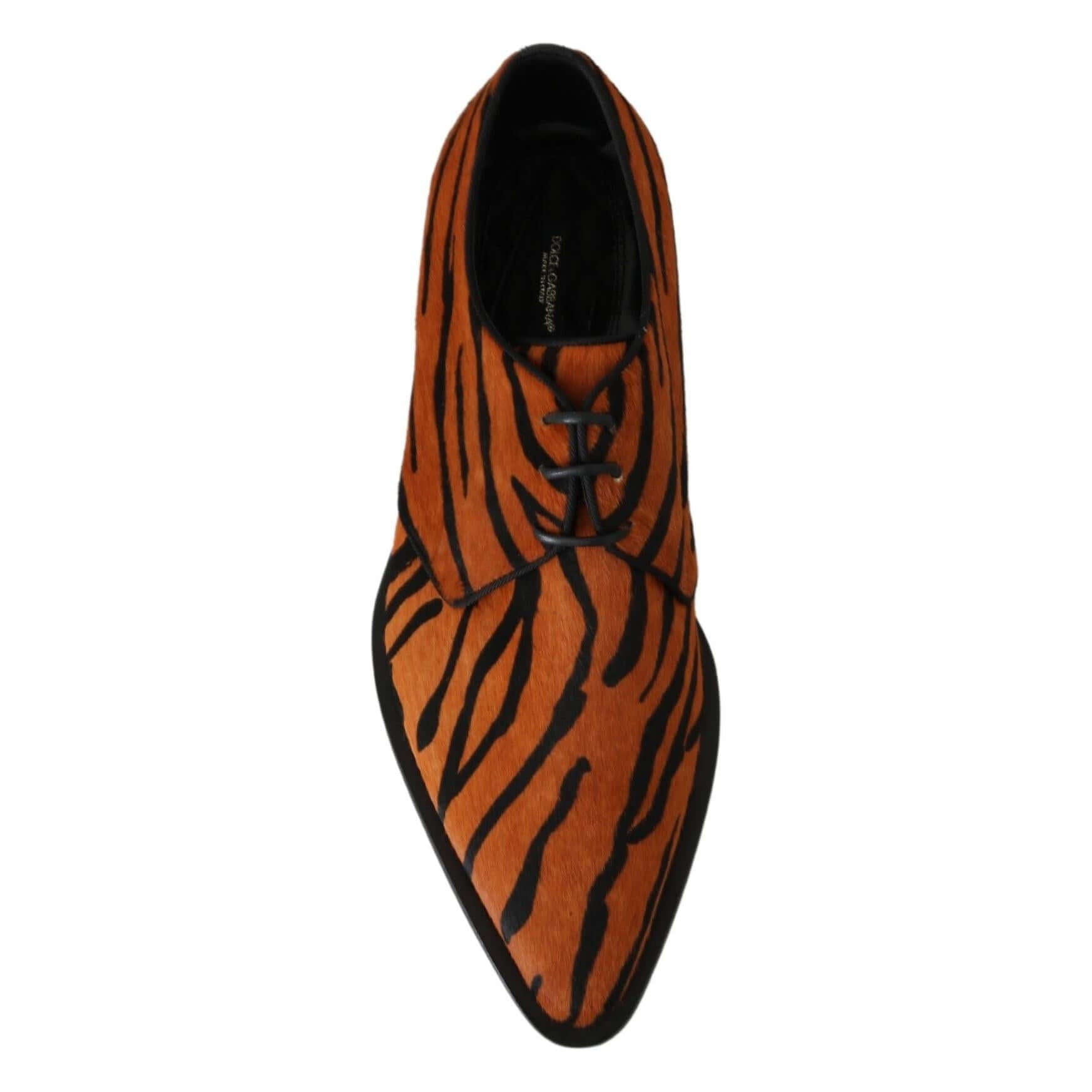 Tiger Pattern Dress Shoes with Pony Hair