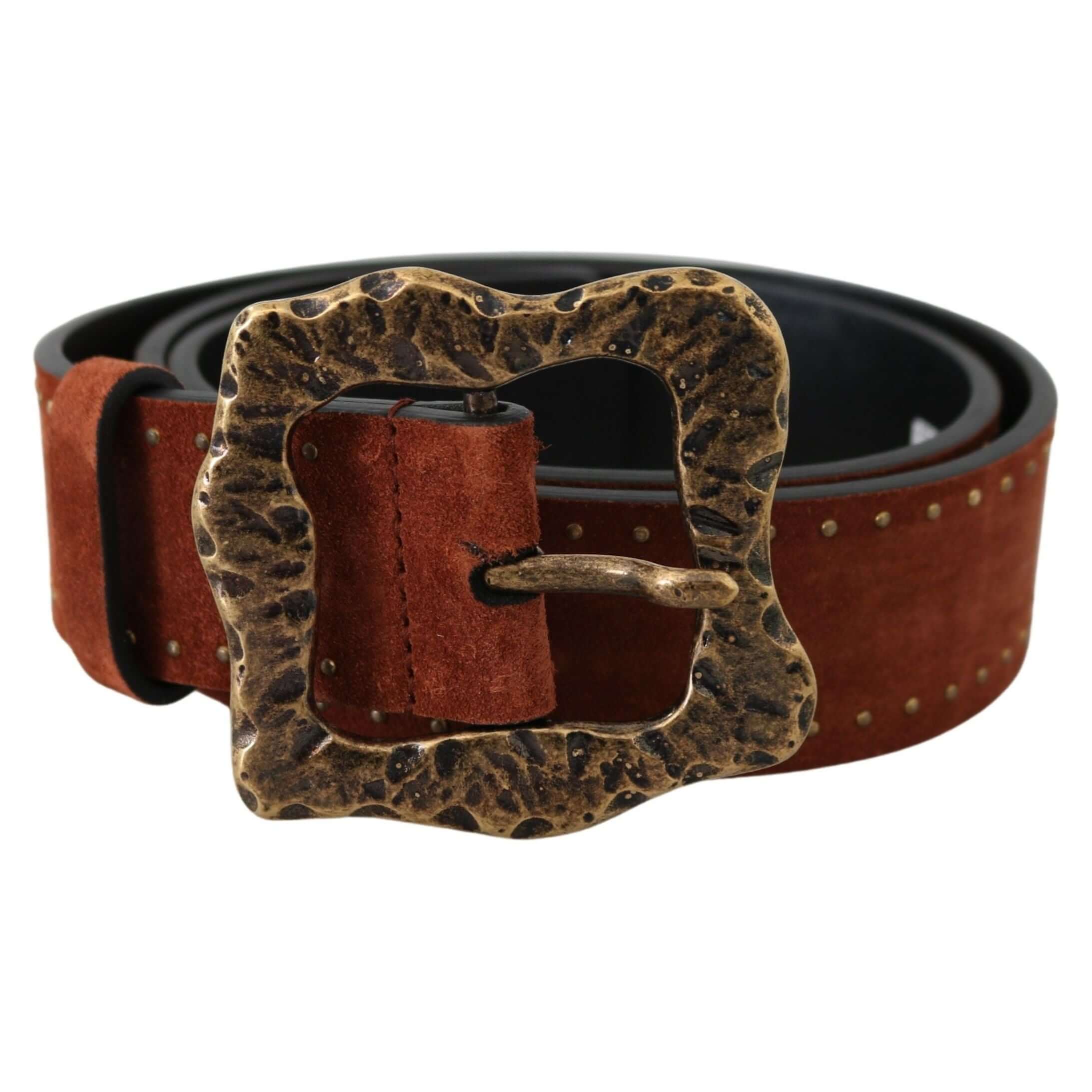 Elegant Suede Leather Belt with Gold Studs