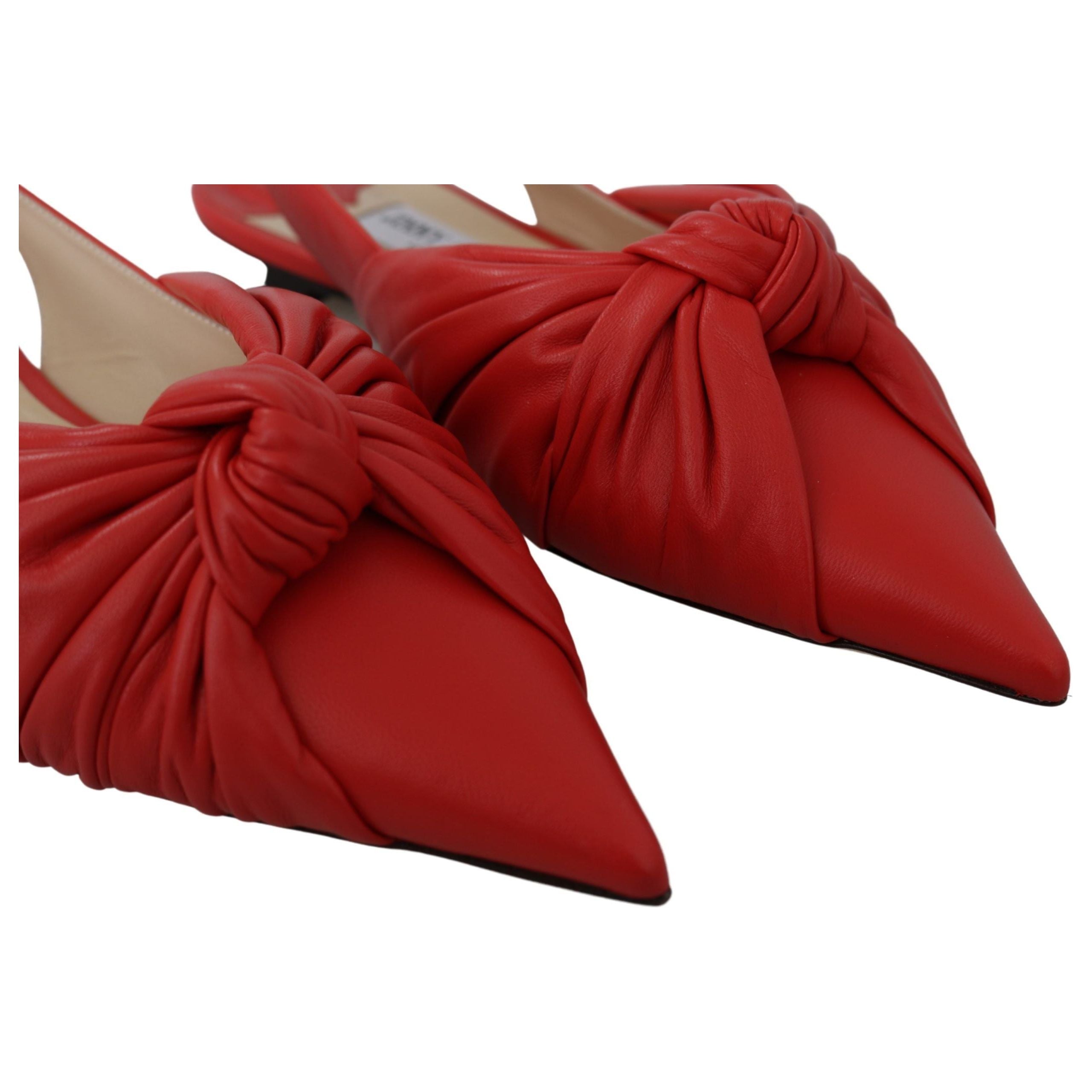 Chic Red Pointed Toe Leather Flats