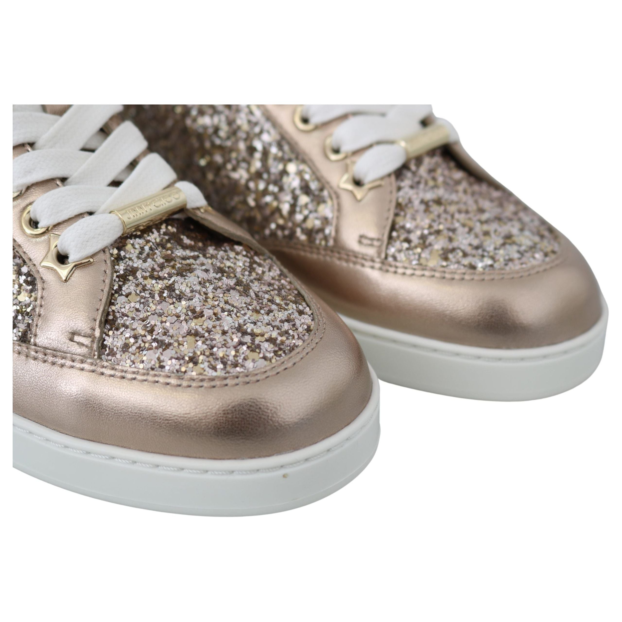 Ballet Pink Glitter Leather Sneakers