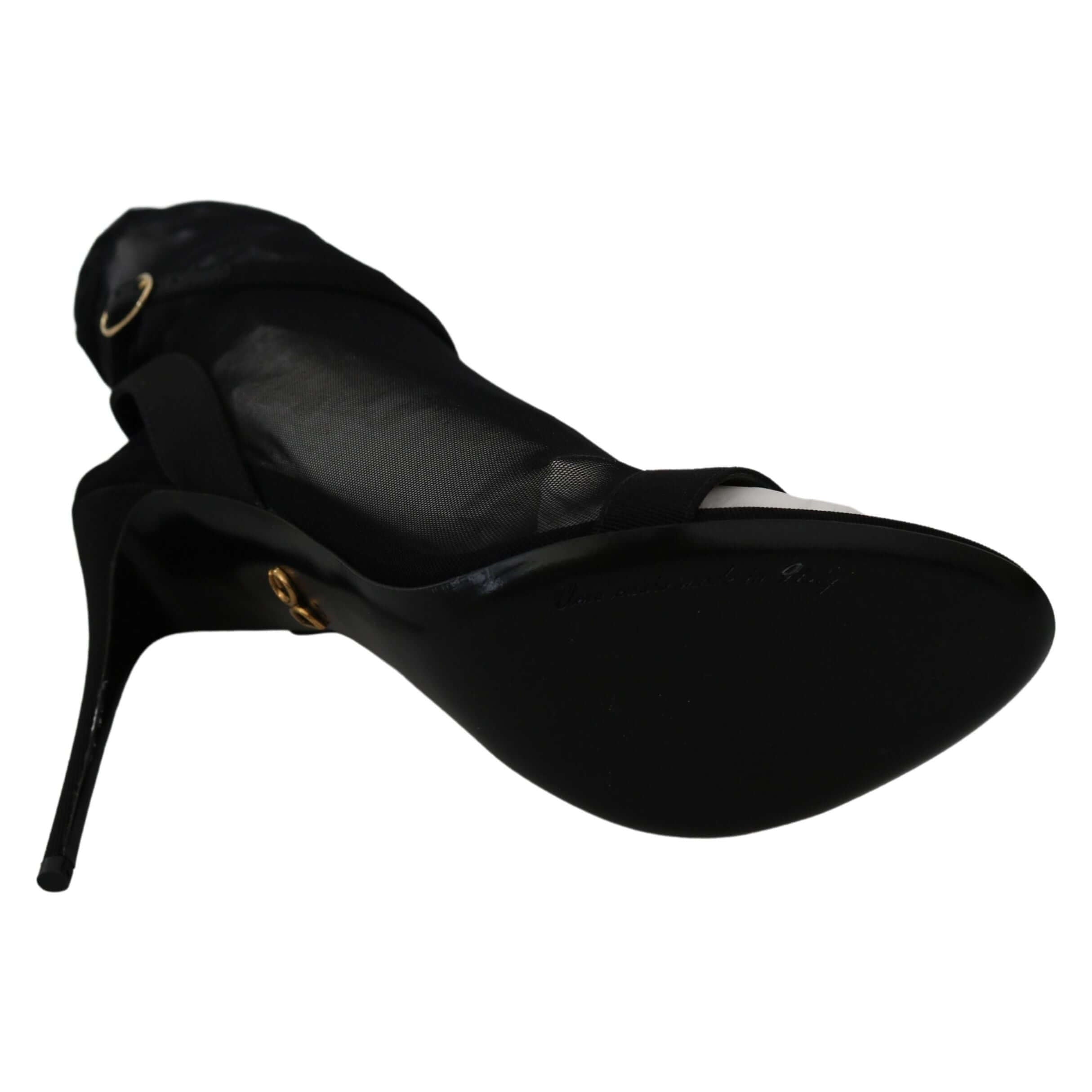 Elegant Black Heeled Stretch Sandals