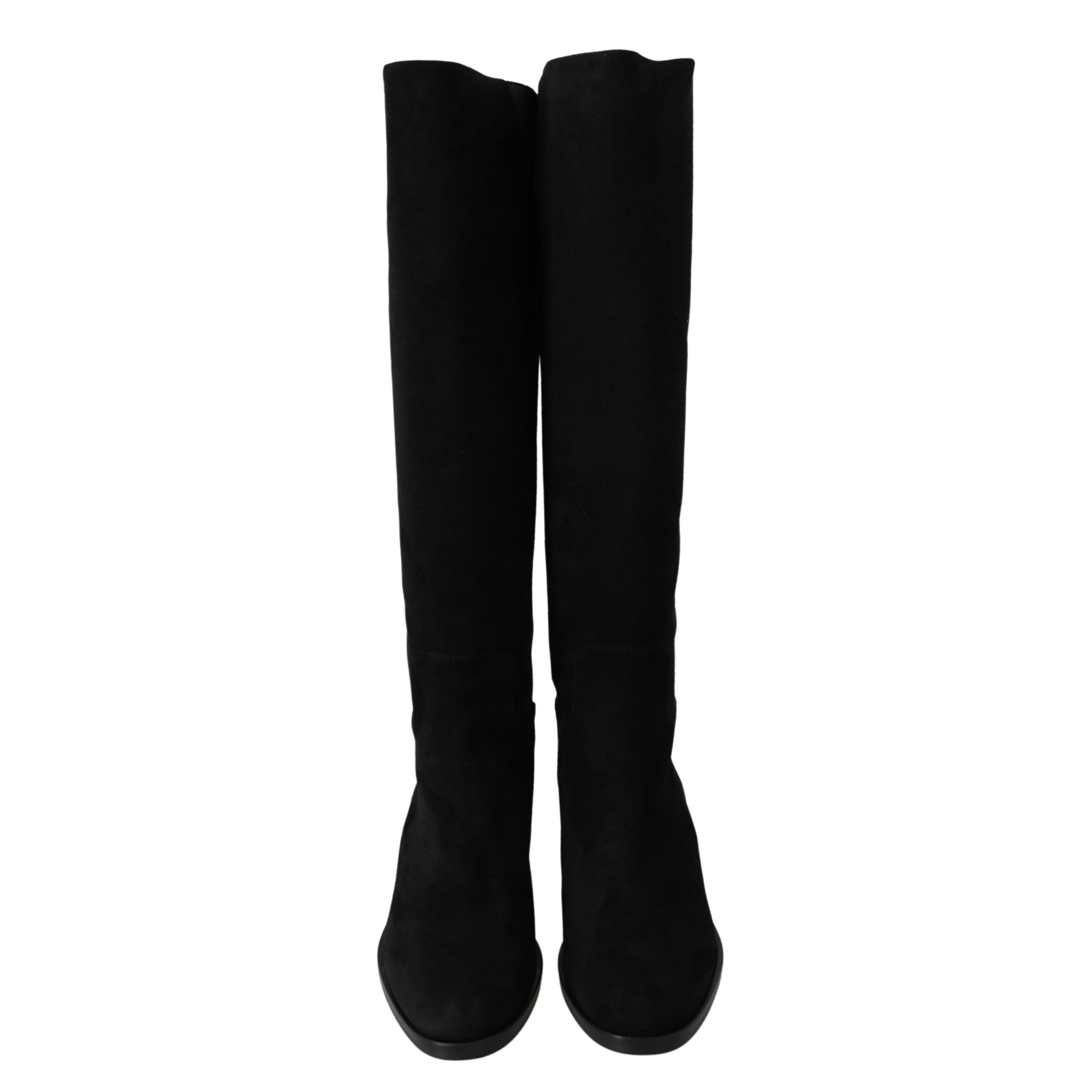 Elegant Black Suede Knee High Boots