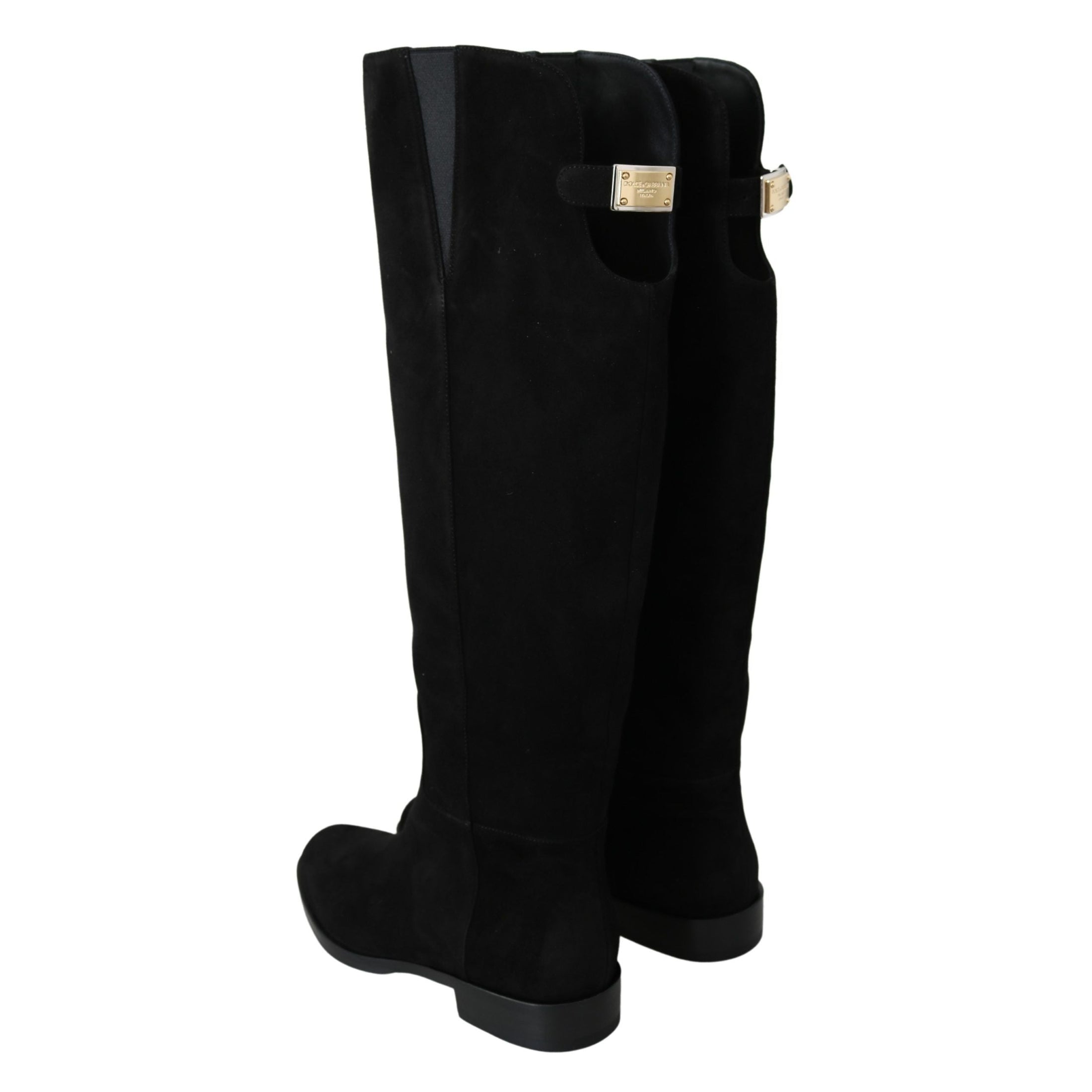 Elegant Black Suede Knee High Boots