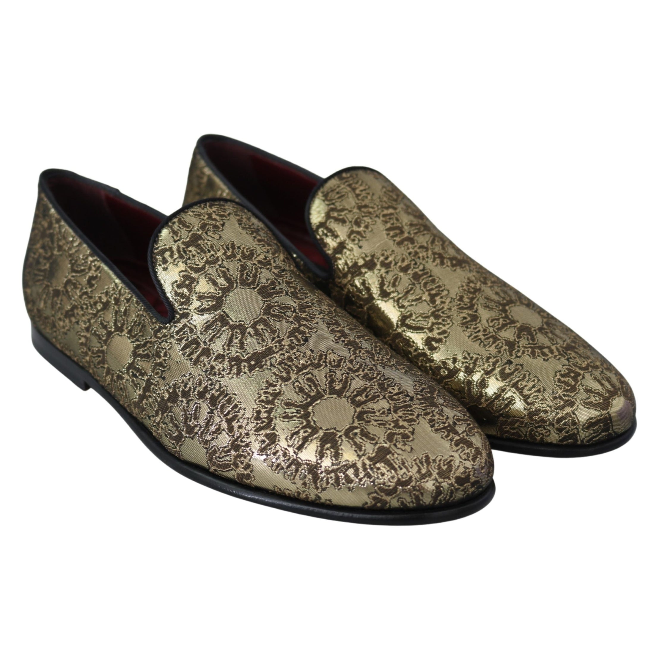 Gold Bordeaux Loafers Slides Dress Shoes