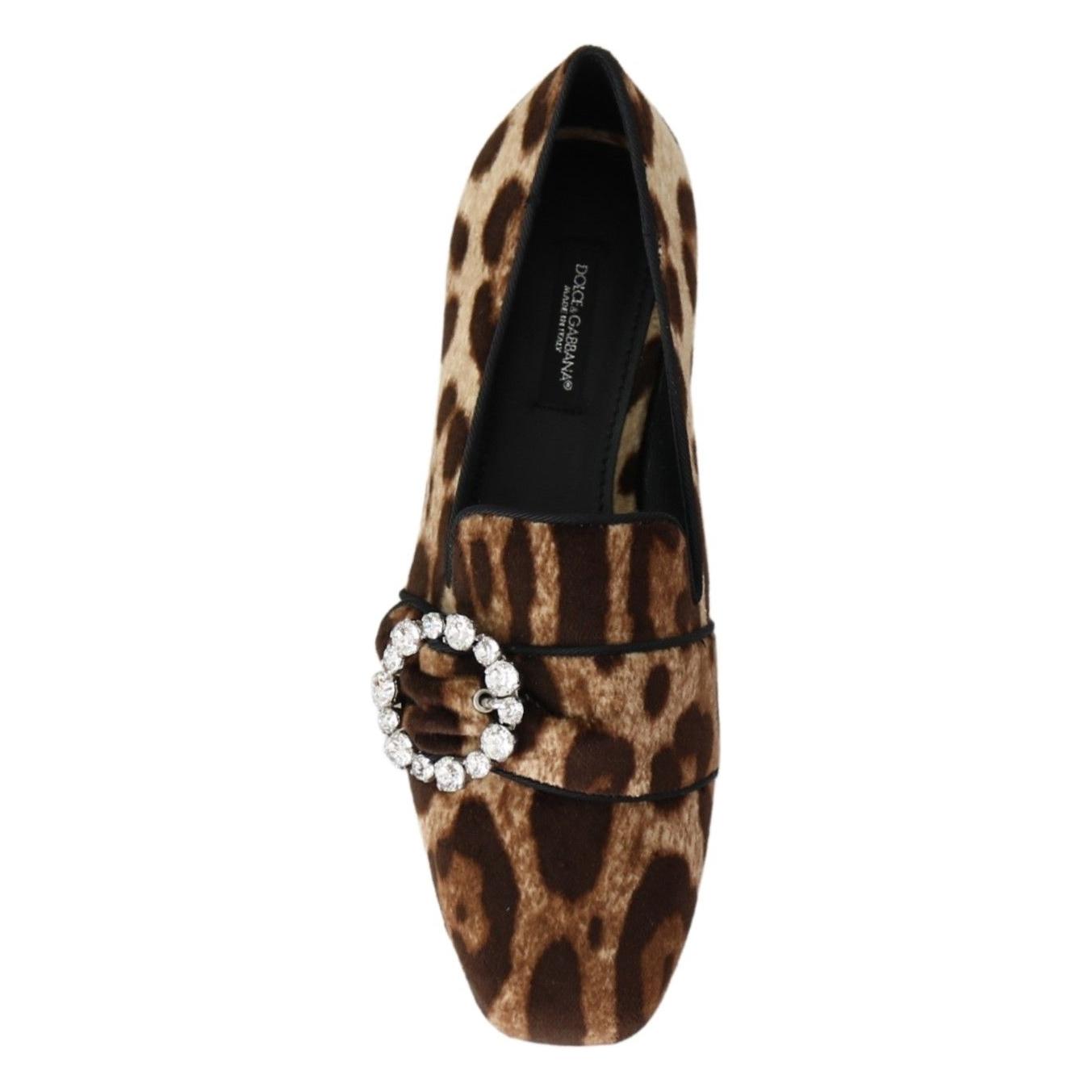 Leopard Print Crystal Embellished Loafers