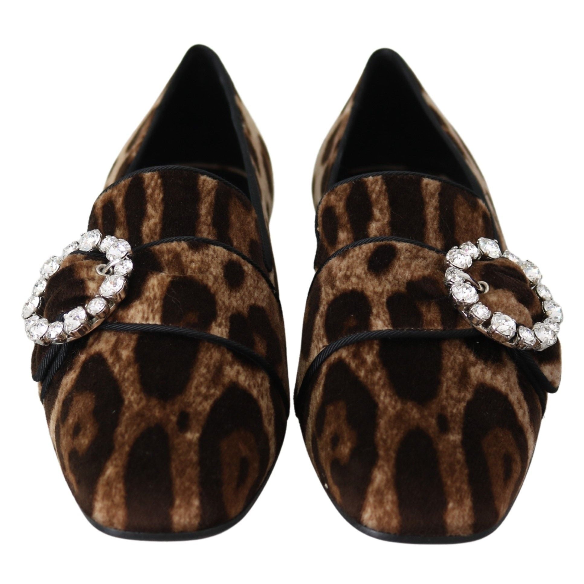 Leopard Print Crystal Embellished Loafers