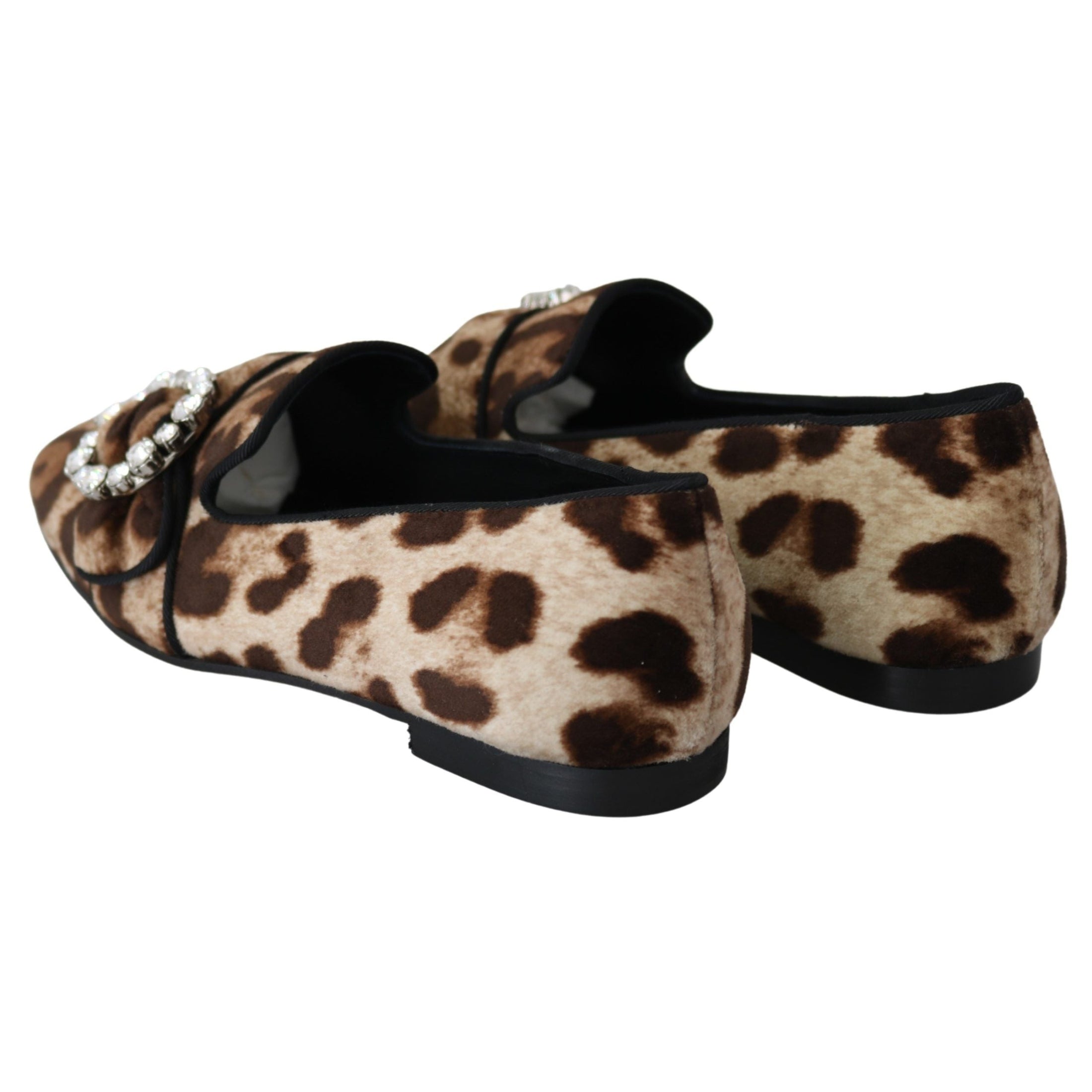 Leopard Print Crystal Embellished Loafers