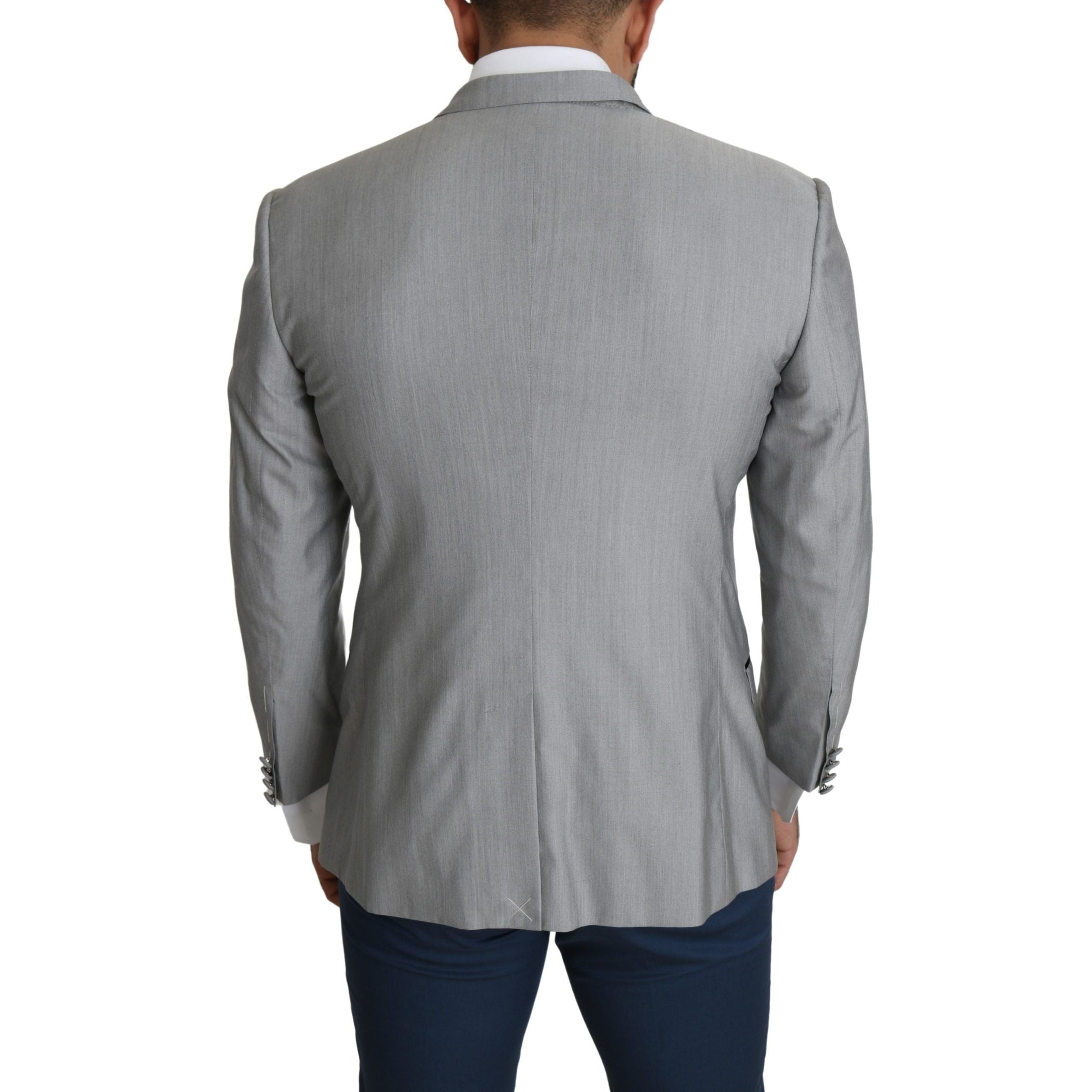 Elegant Silk Blend Light Gray Blazer