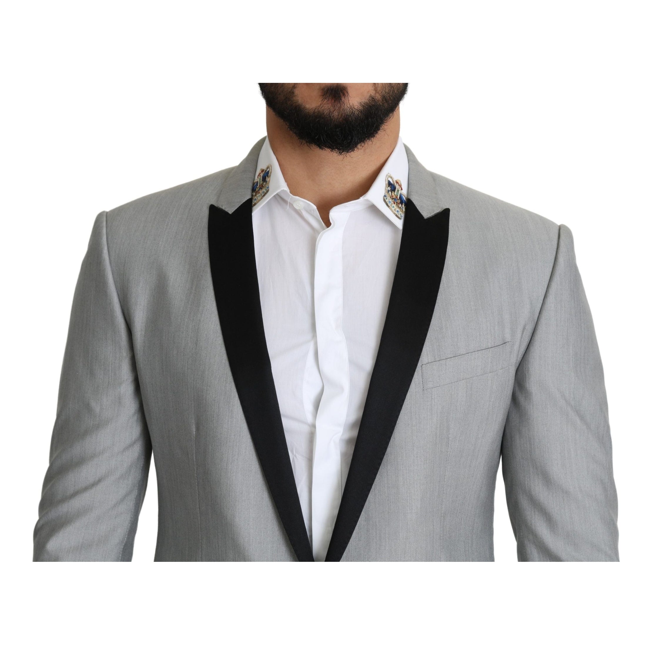 Elegant Silk Blend Light Gray Blazer